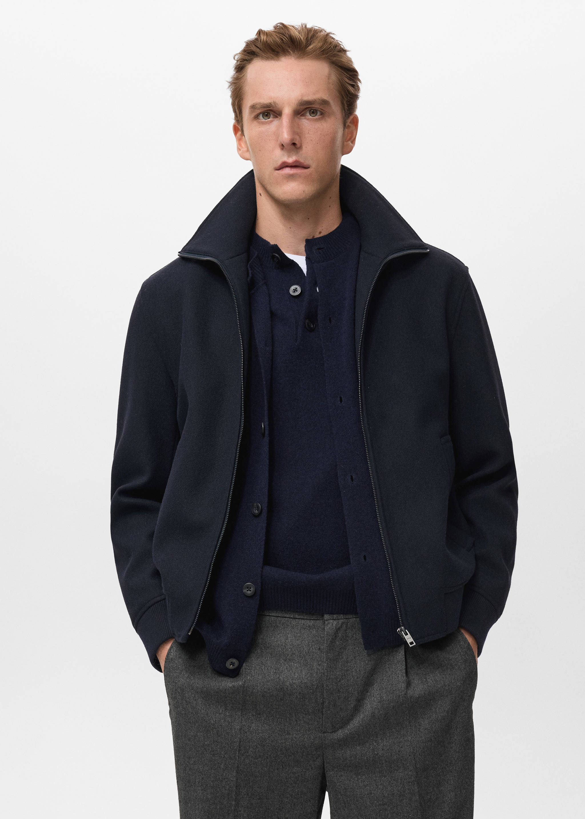 Zip textured jacket - Medium plane