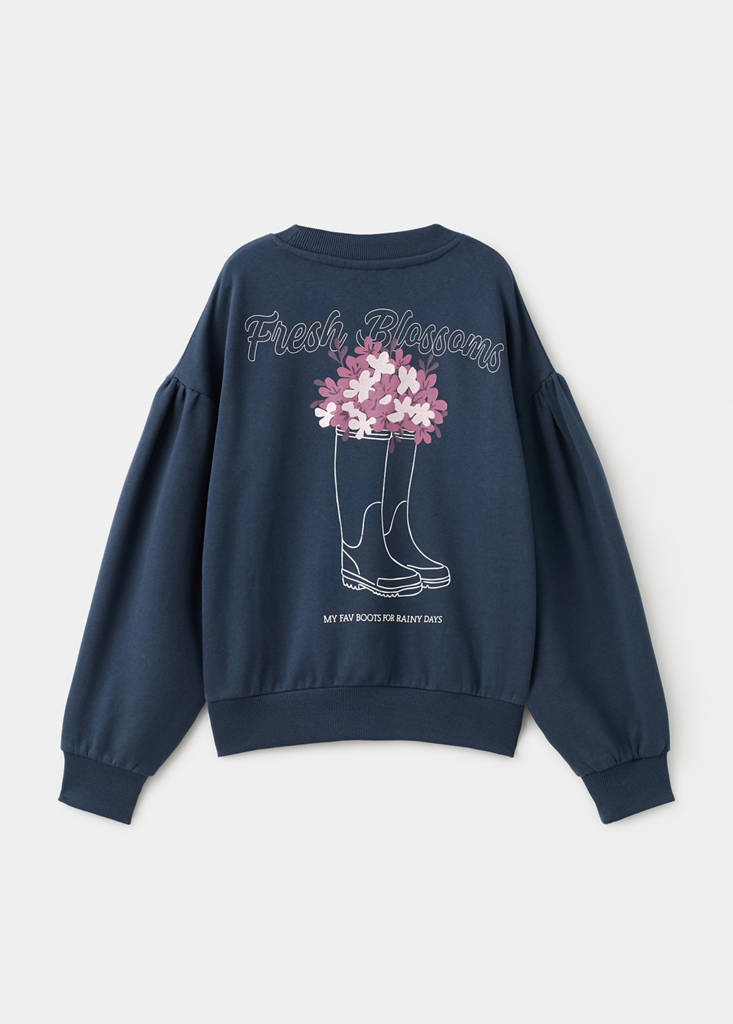Printed embroidered sweatshirt — Navy