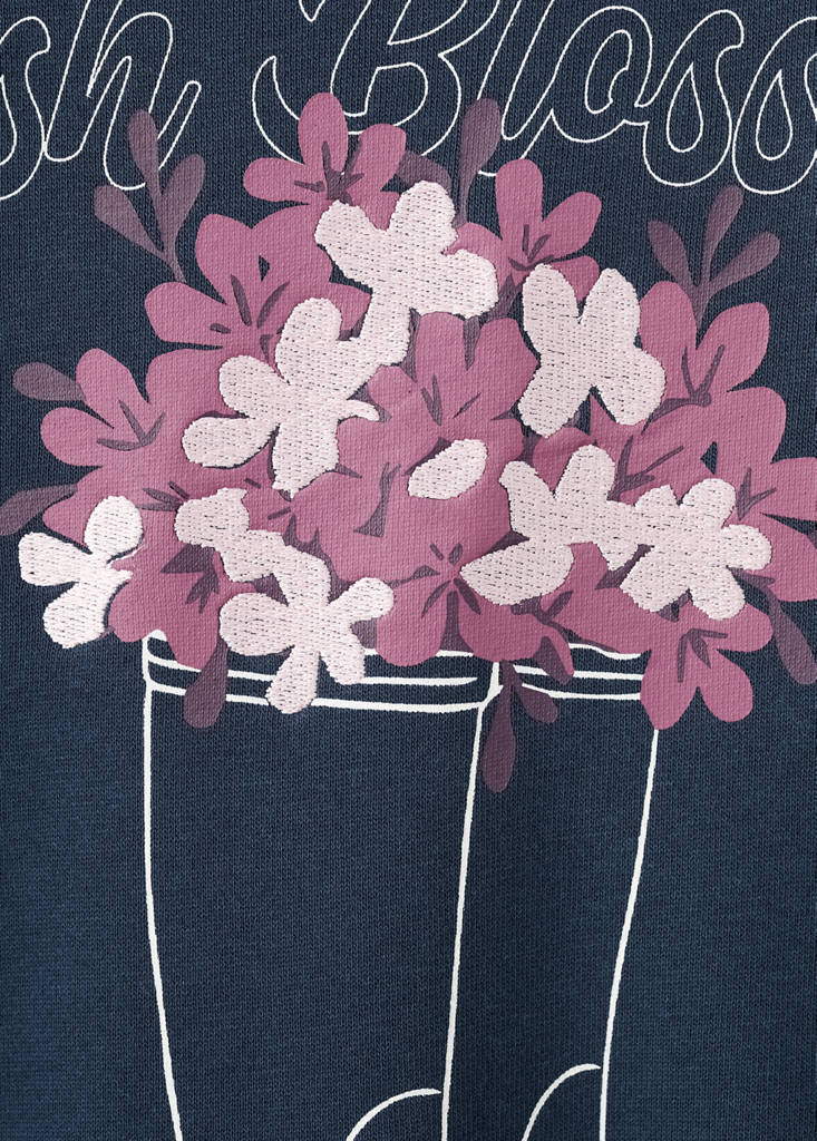 Printed embroidered sweatshirt — Navy