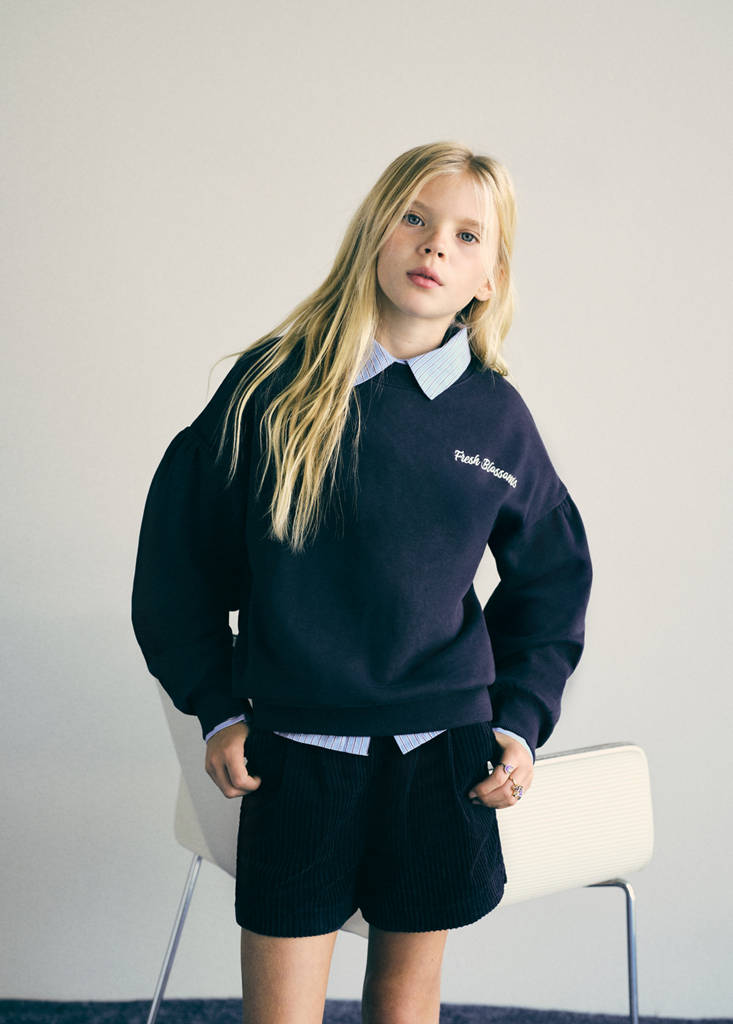 Printed embroidered sweatshirt — Navy