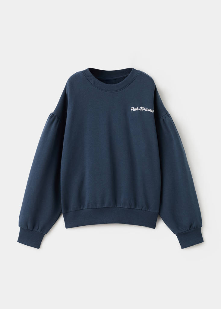 Printed embroidered sweatshirt — Navy