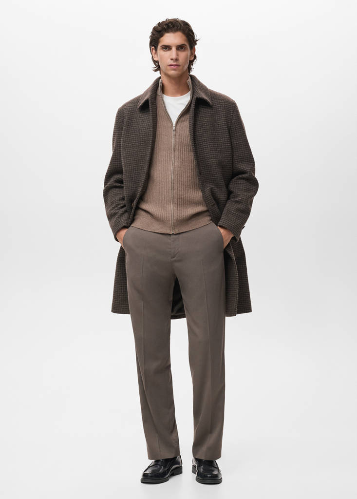 Ribbed-knit cardigan with zip — Medium Brown