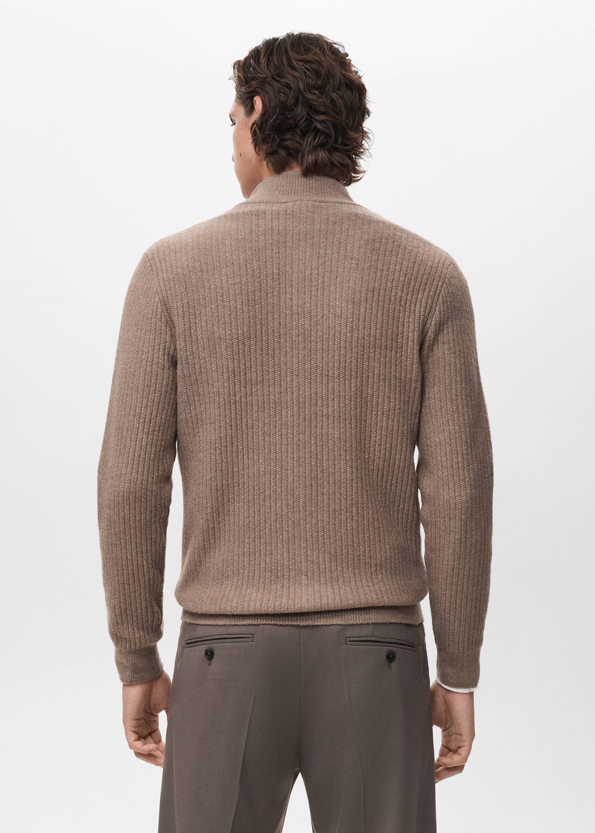 Ribbed-knit cardigan with zip - Reverse of the article