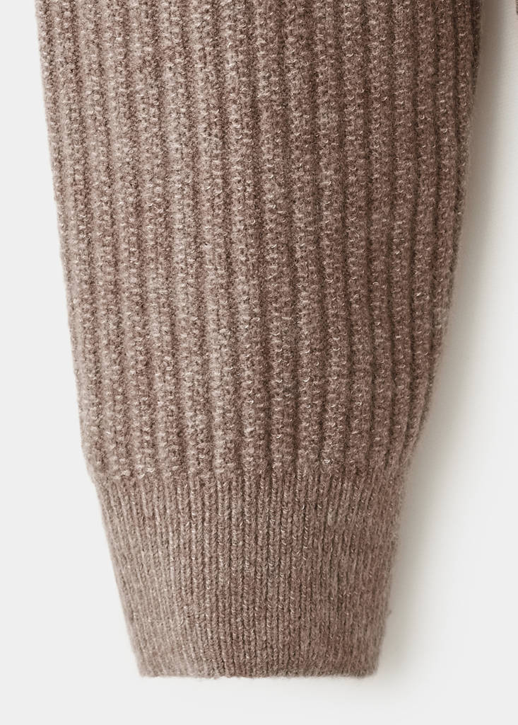 Ribbed-knit cardigan with zip — Medium Brown