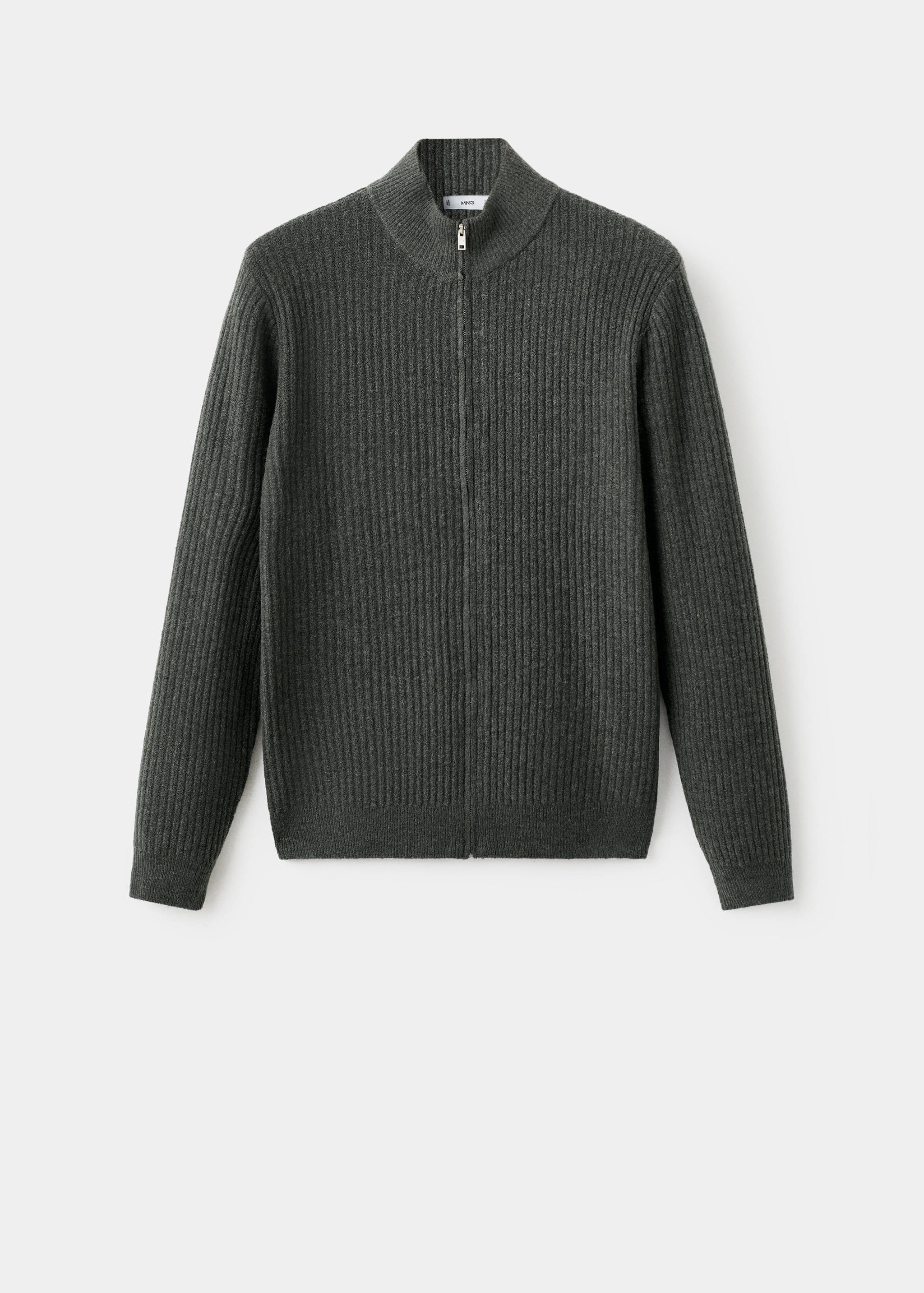 Ribbed-knit cardigan with zip - Article without model