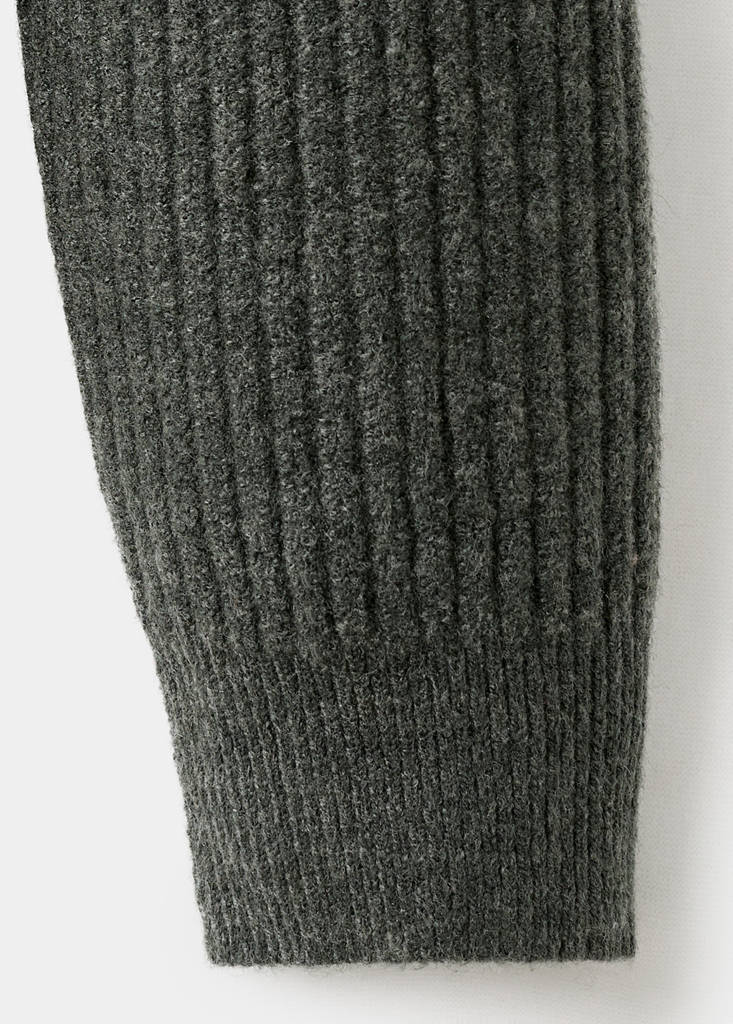 Ribbed-knit cardigan with zip — Dark Green