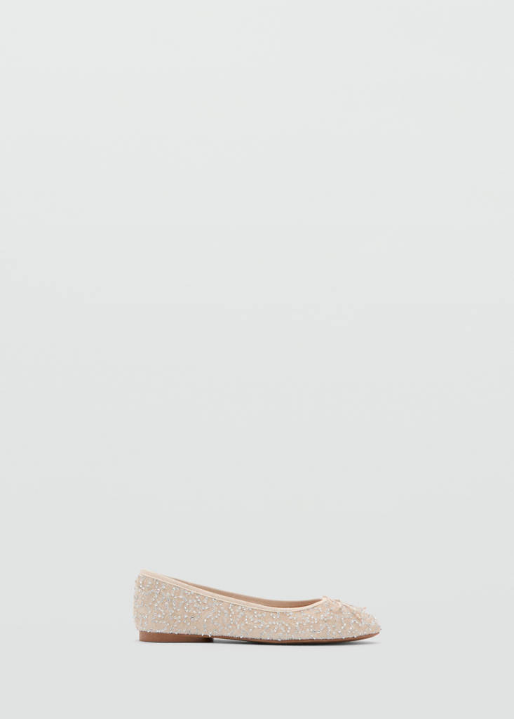 MANGO KIDS - Ballerines brillante à naud rose pastel - 37 - Fille
