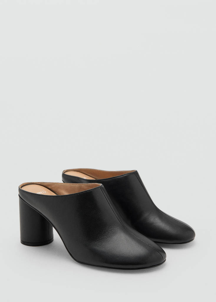 Leather heeled clogs — Black