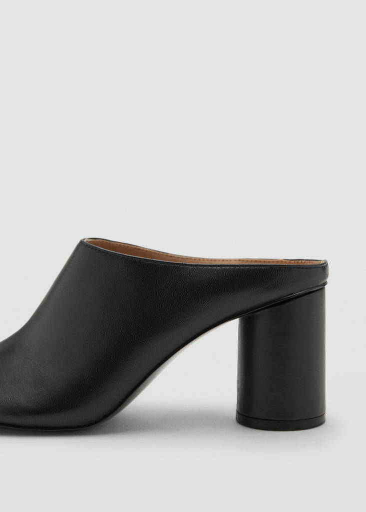 Leather heeled clogs — Black