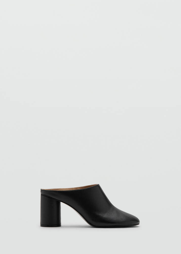 Leather heeled clogs — Black