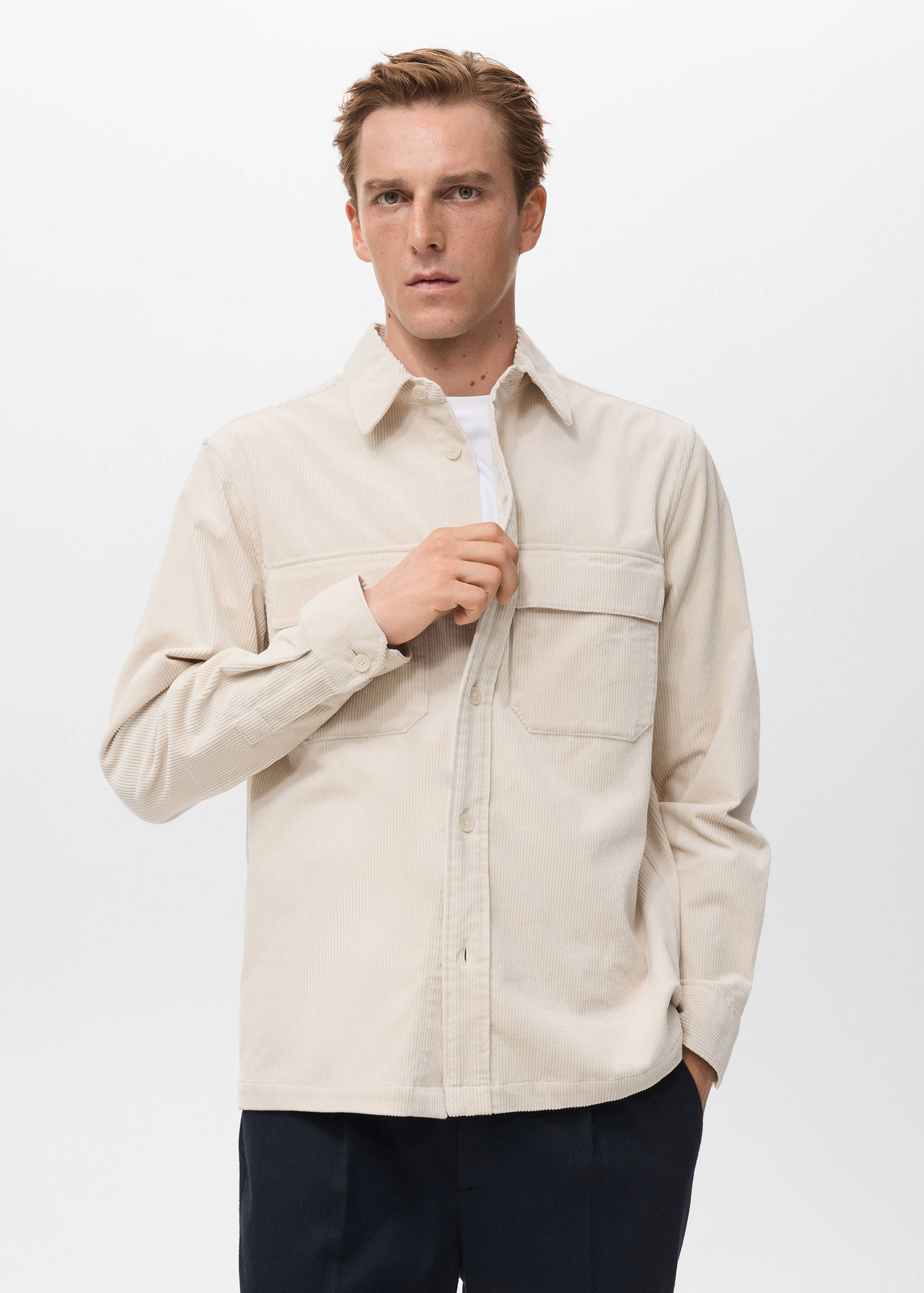 Corduroy overshirt with pockets - Medium plane