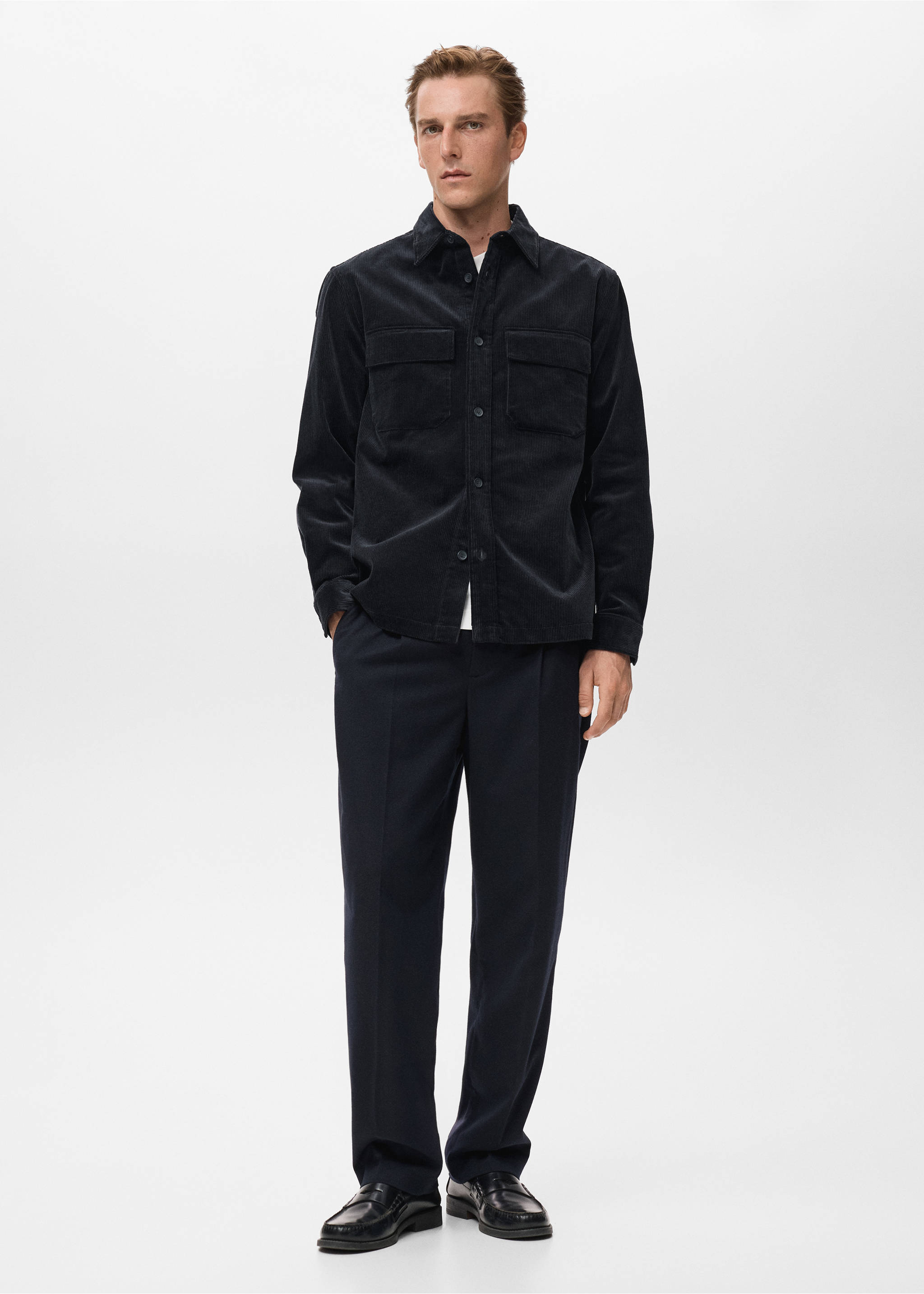 Corduroy overshirt with pockets - General plane, Navy. Ref: 17047905-00.