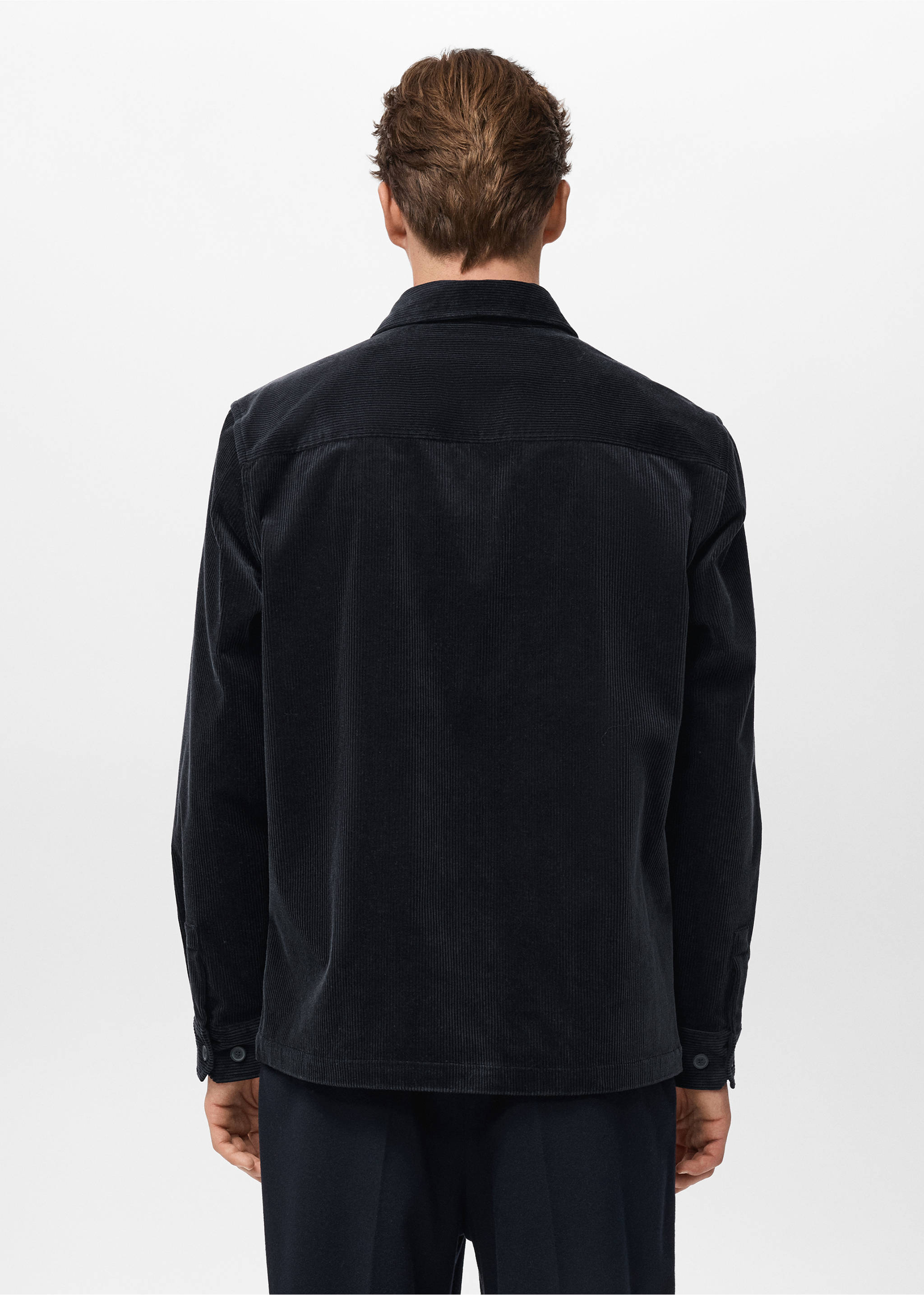 Corduroy overshirt with pockets - Reverse of the article, Navy. Ref: 17047905-00.
