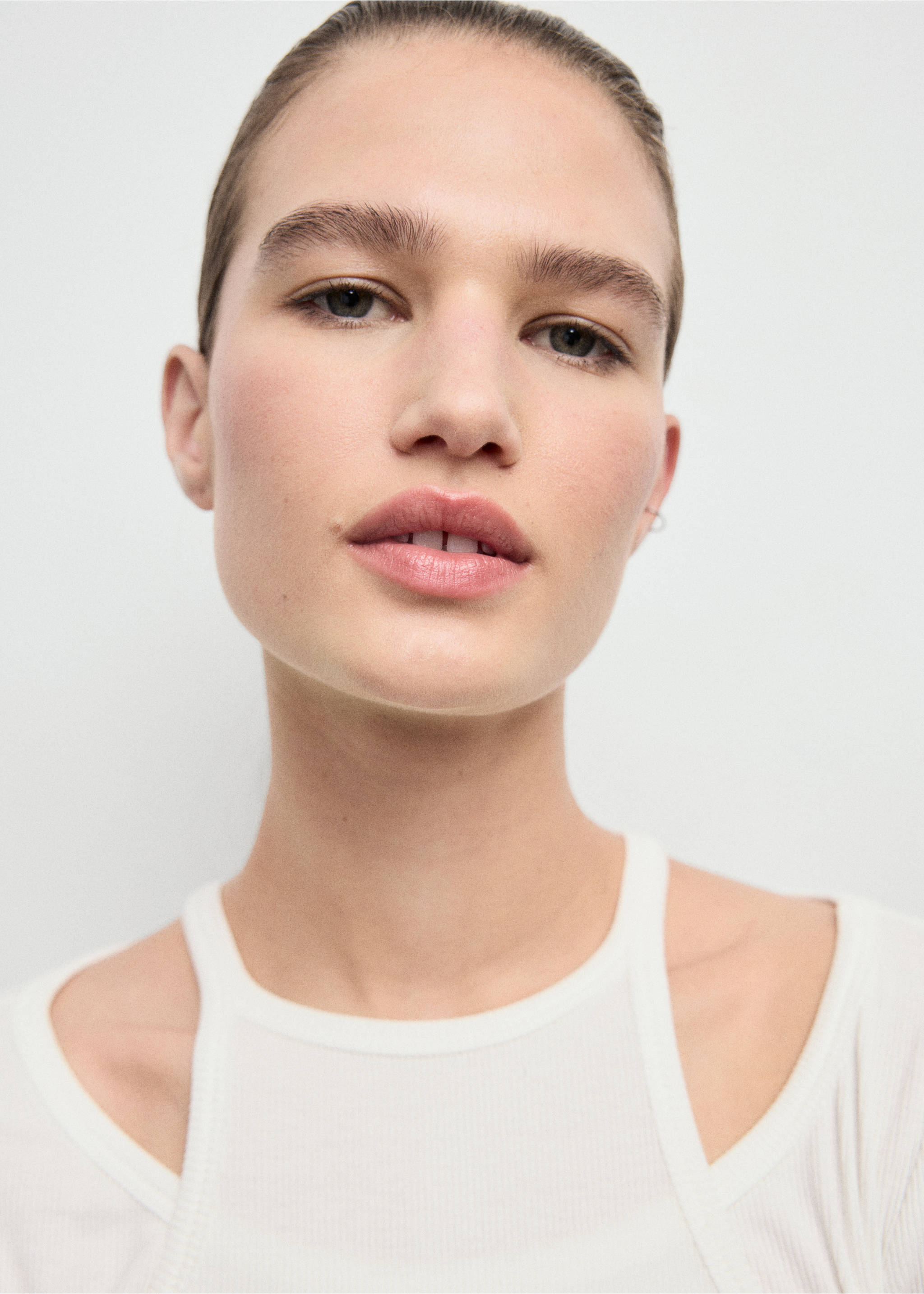 Ribbed combined t-shirt - Details of the article 1, Off White. Ref: 17047910-00.