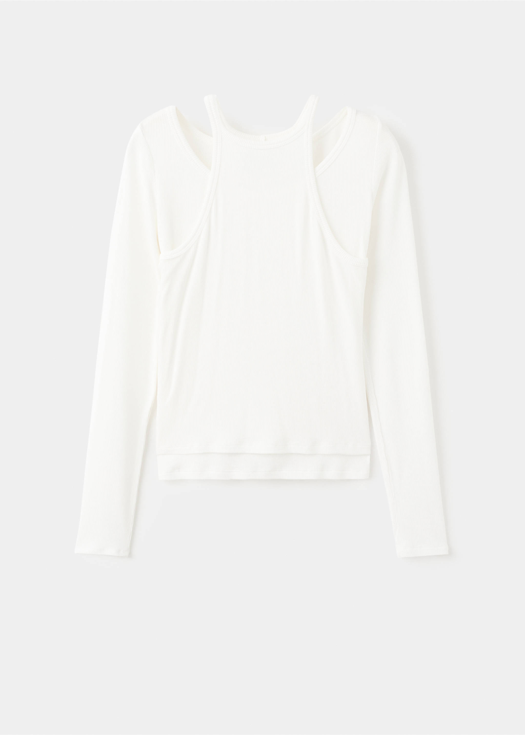 Ribbed combined t-shirt - Article without model, Off White. Ref: 17047910-00.