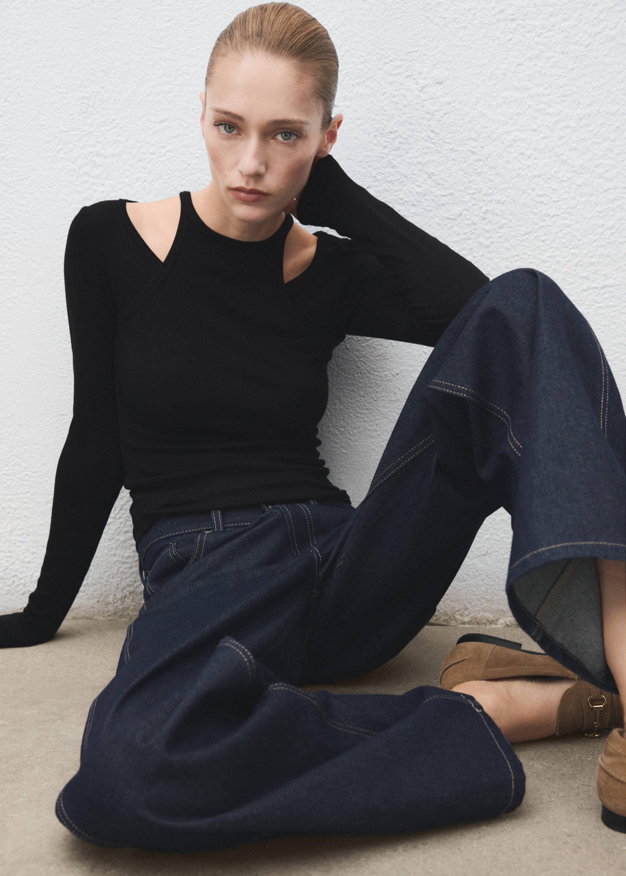 Ribbed combined t-shirt - Details of the article 2