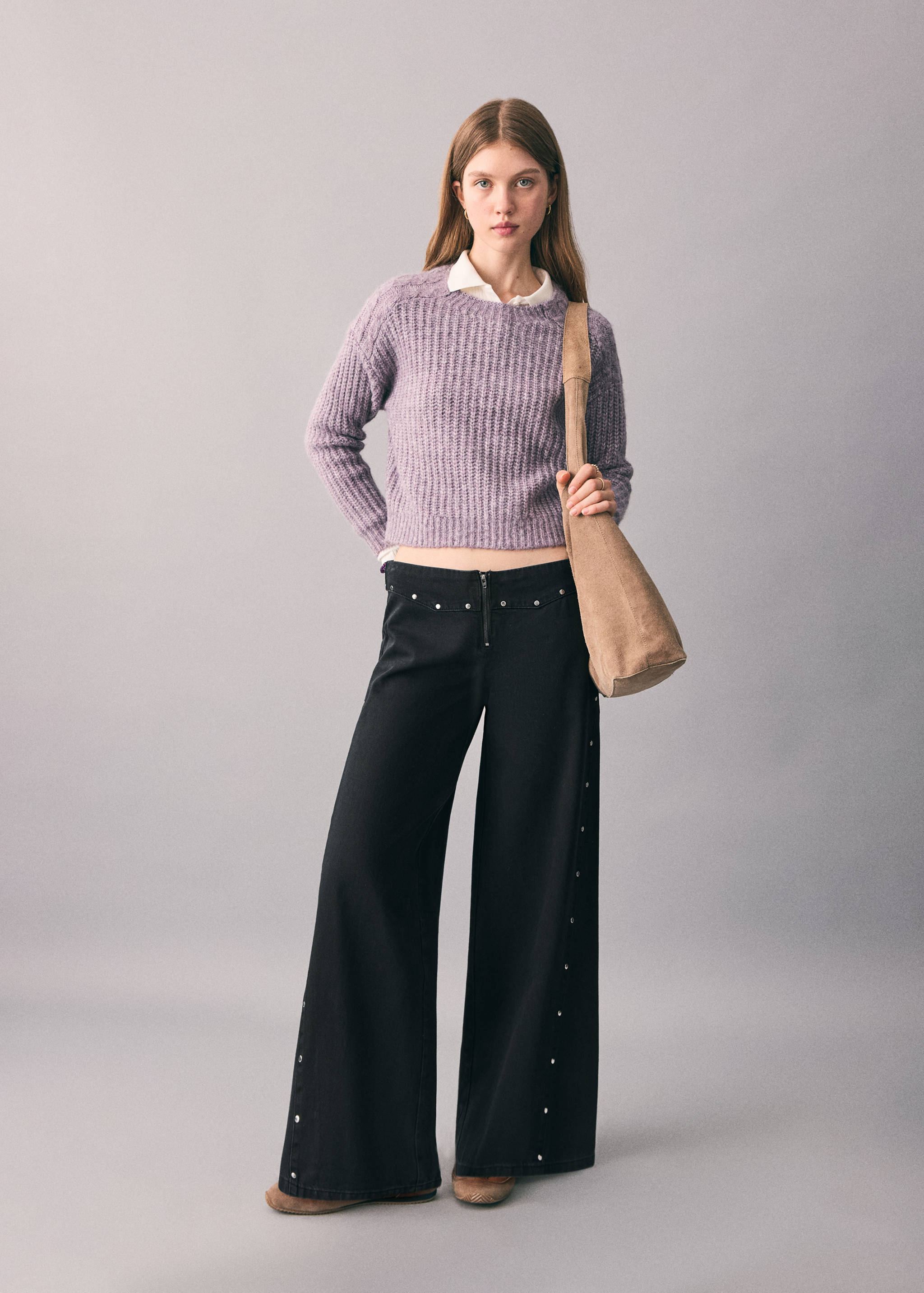 Wide leg jeans with studs - General plane