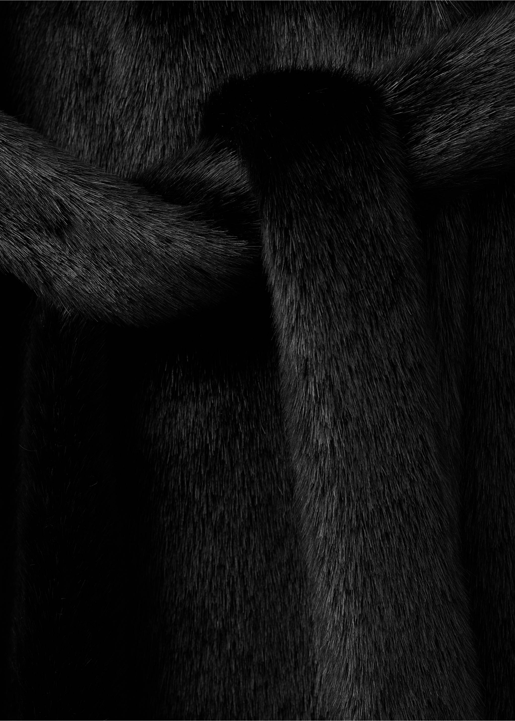 Пальто миди из искусственного меха с поясом - Деталь изделия 8, Черный. Ref: 17048271-00.