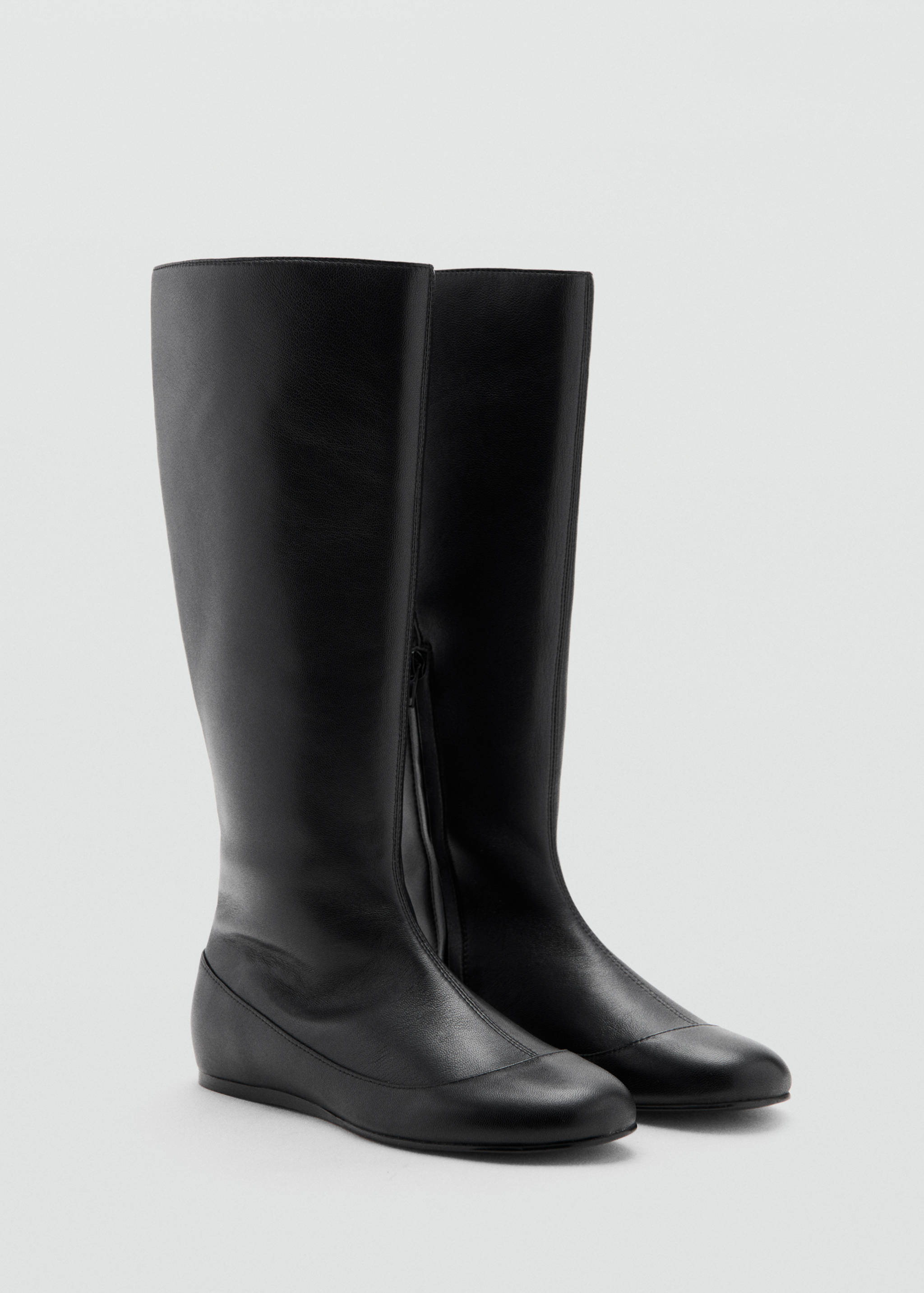 Leather boots with combined design - Medium plane