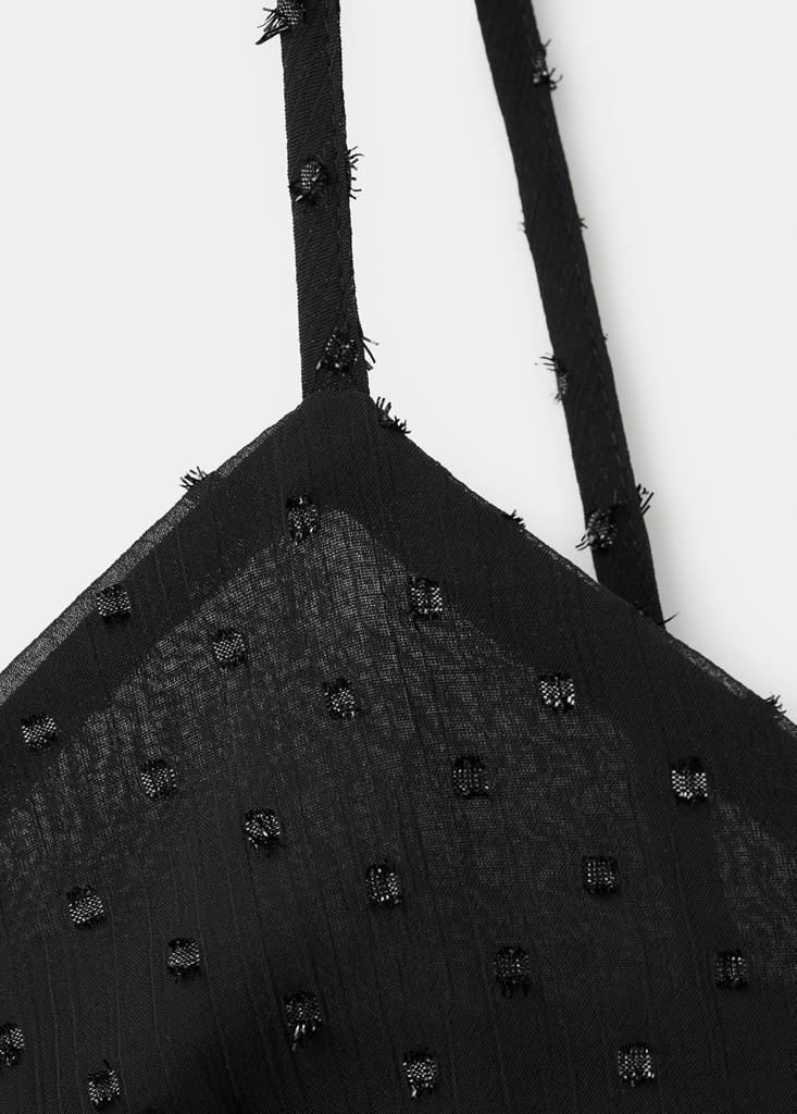 Ruffled plumeti top — Black