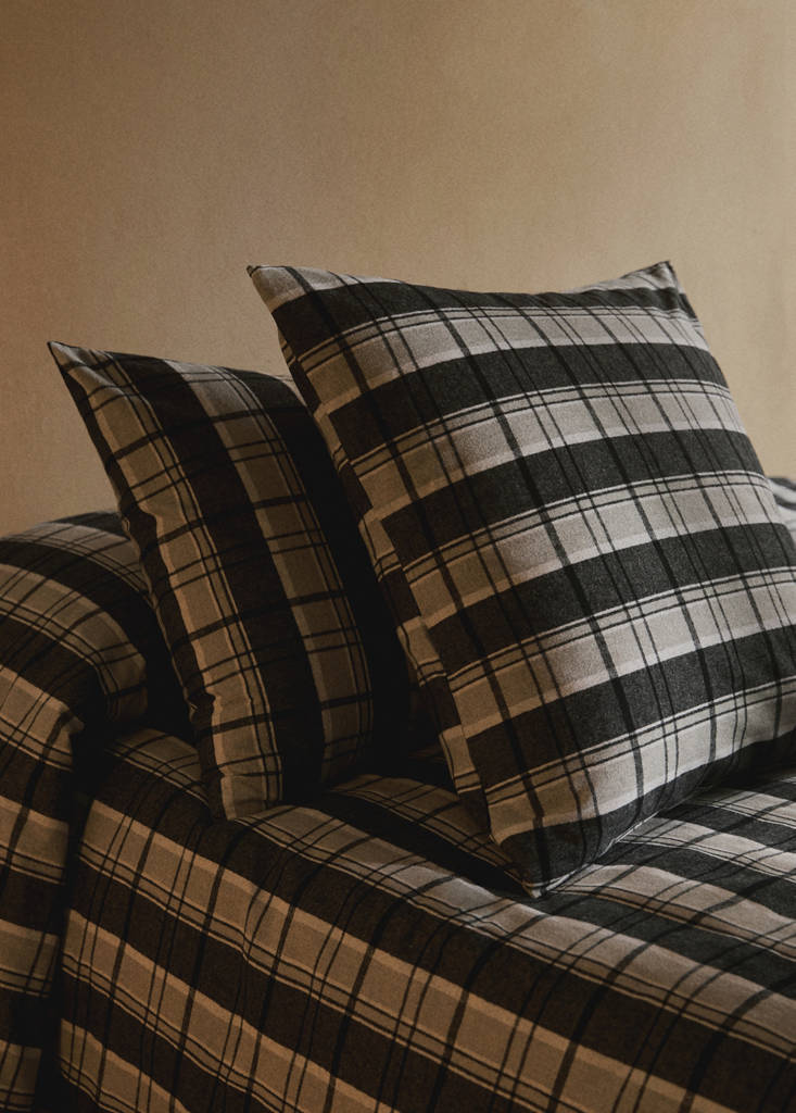 MANGO HOME - Taie d'oreiller en flanelle de coton avec fils mélangés à carreaux 60x60 cm gris - 60x60cm