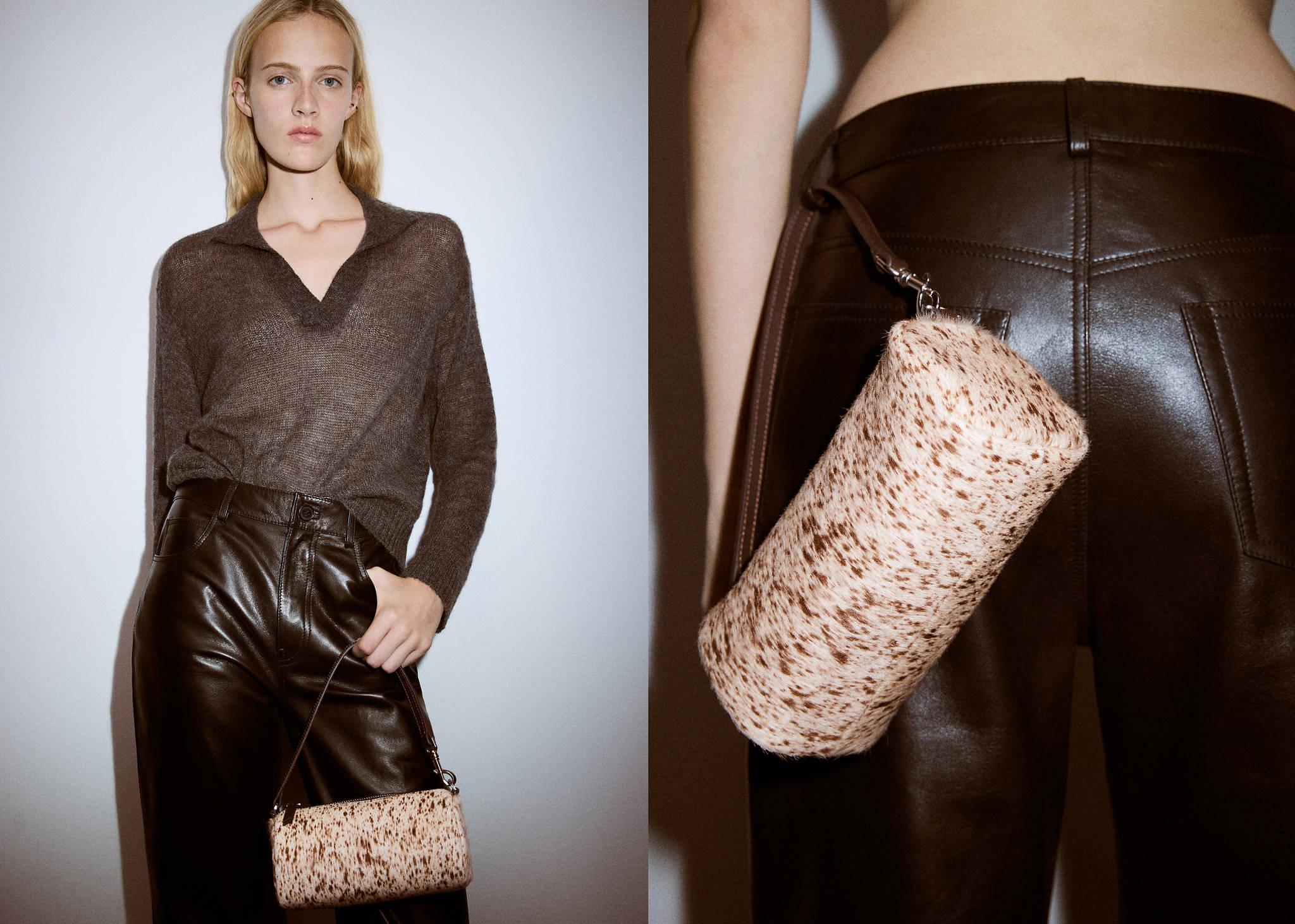 Cow leather shoulder bag - Panoramic plane