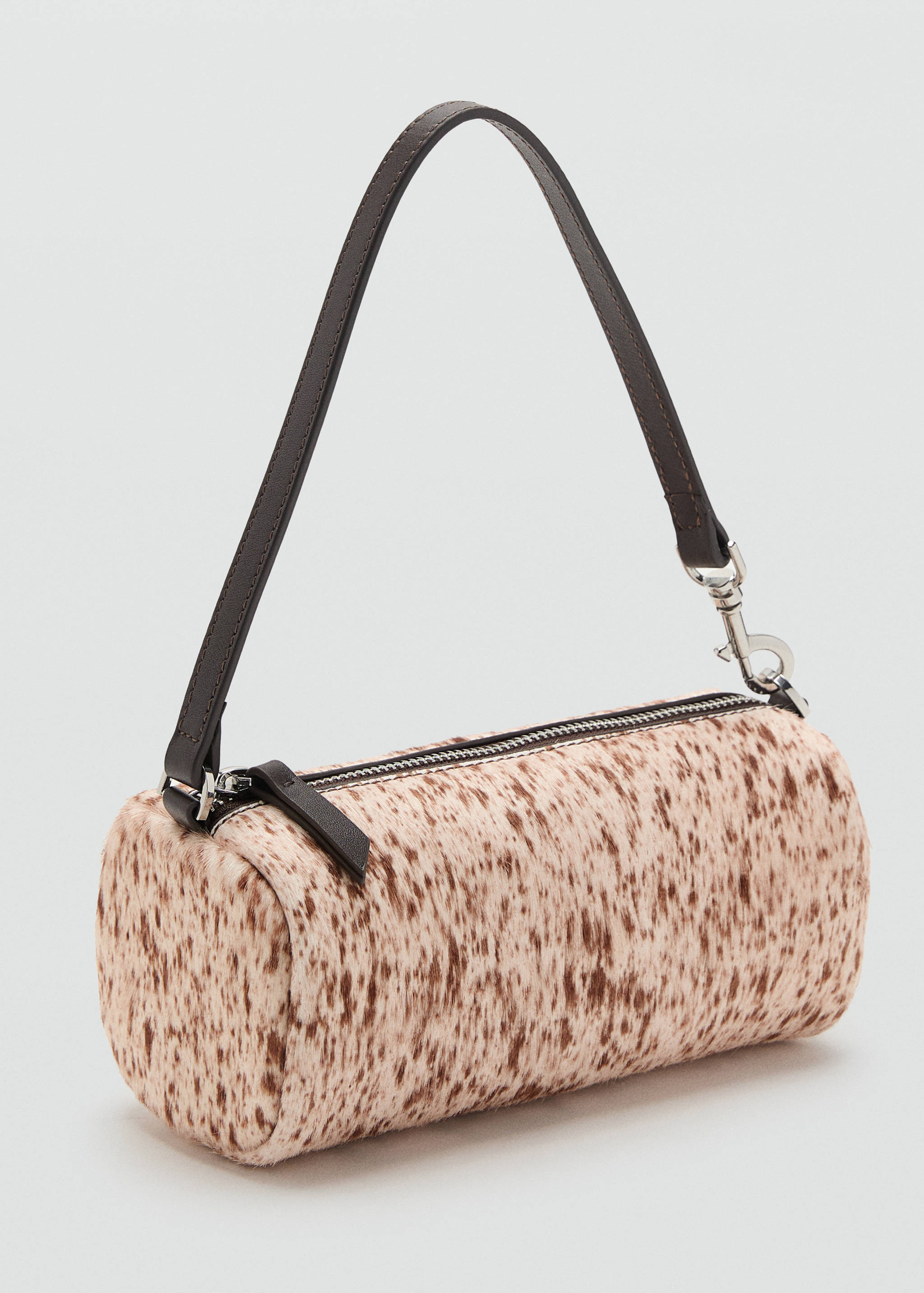 Carteira de ombro de pele e pelo - Plano médio