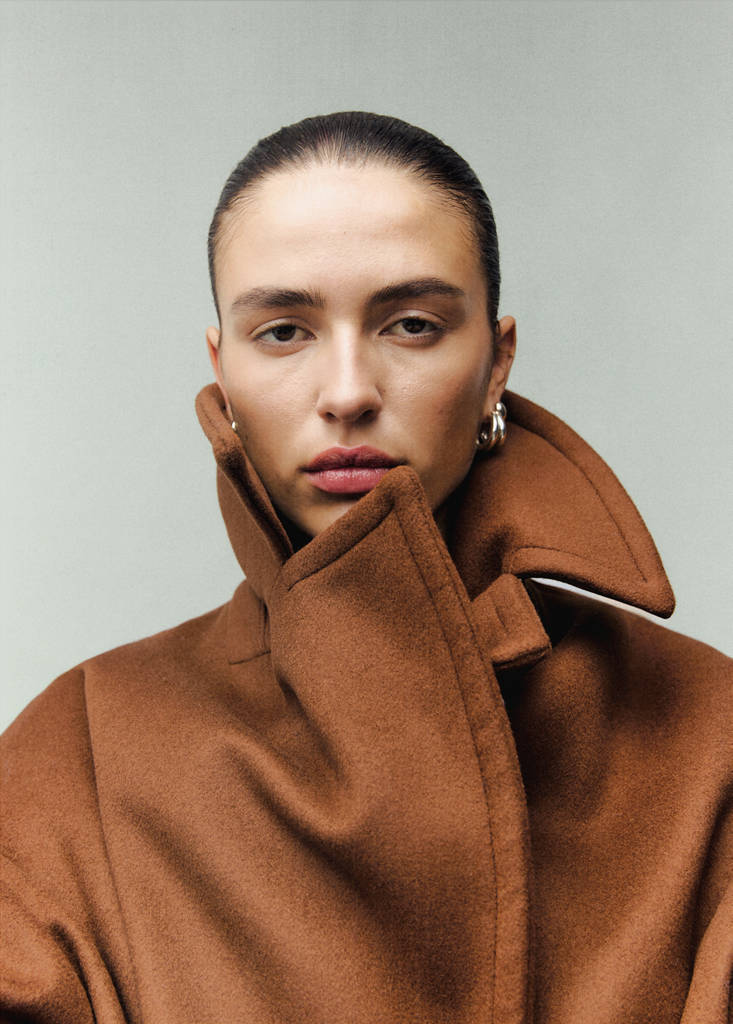 Oversized short wool coat — Medium Brown
