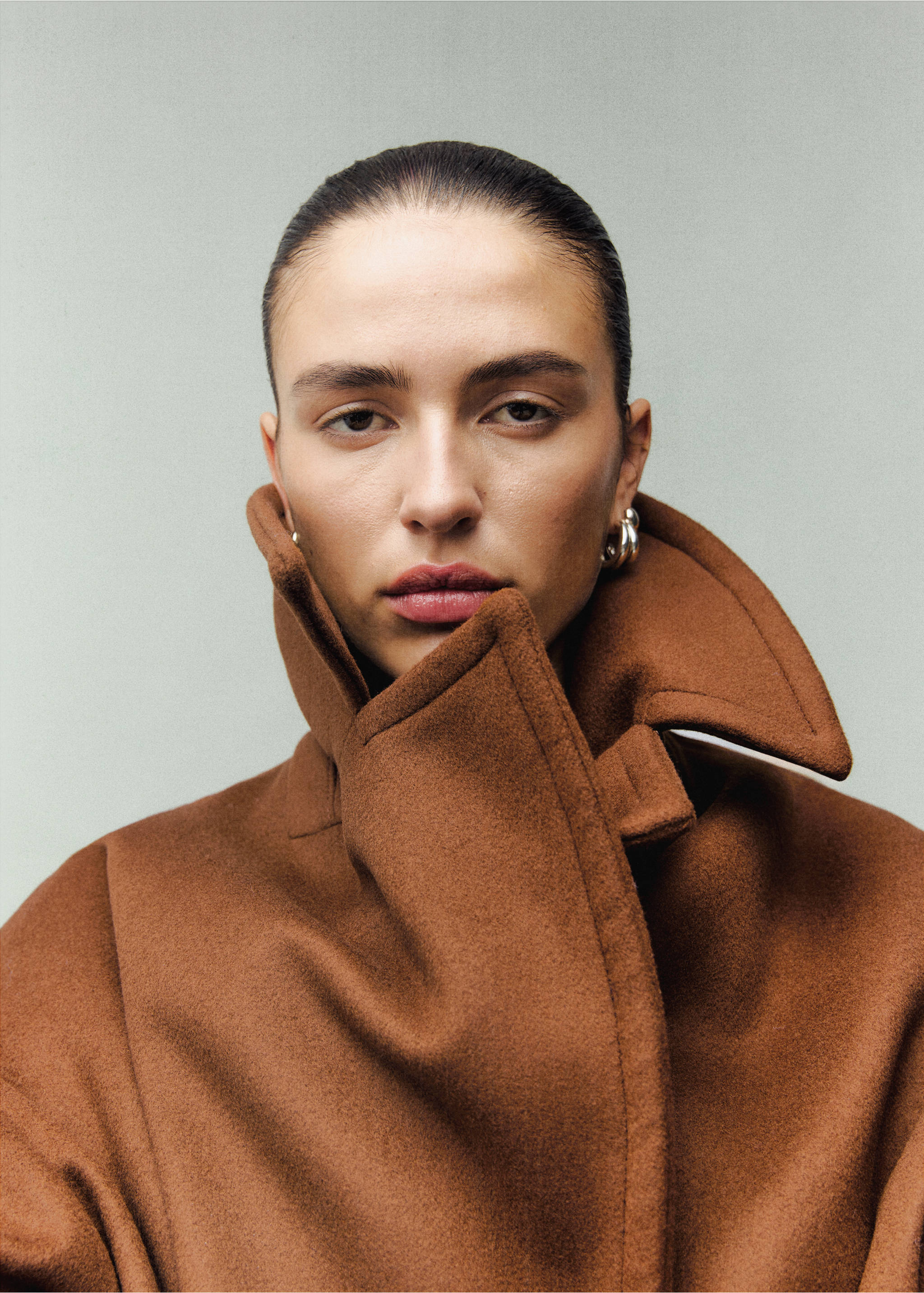 Manteco wool coat with lapels - Details of the article 1, Medium Brown. Ref: 17048292-00.