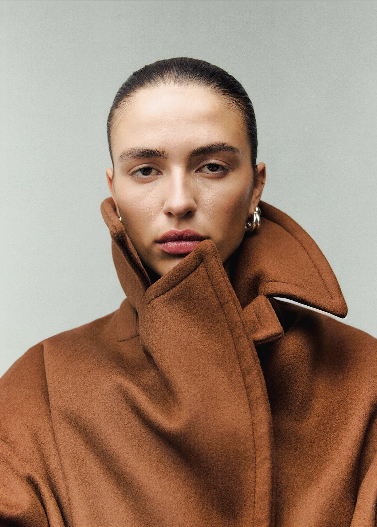 Manteco wool coat with lapels — Medium Brown
