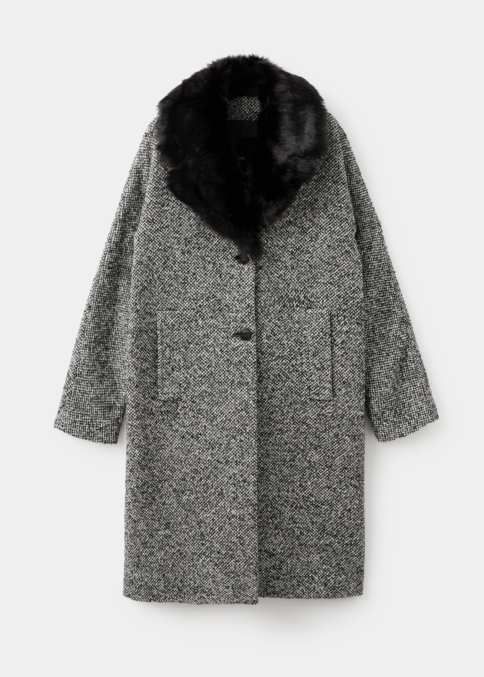 Mottled coat with fur collar - Reverse of the article