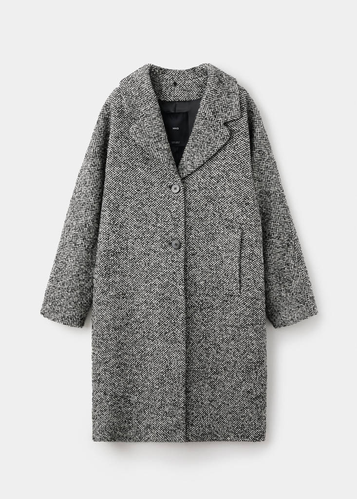 Mottled coat with fur collar — Black