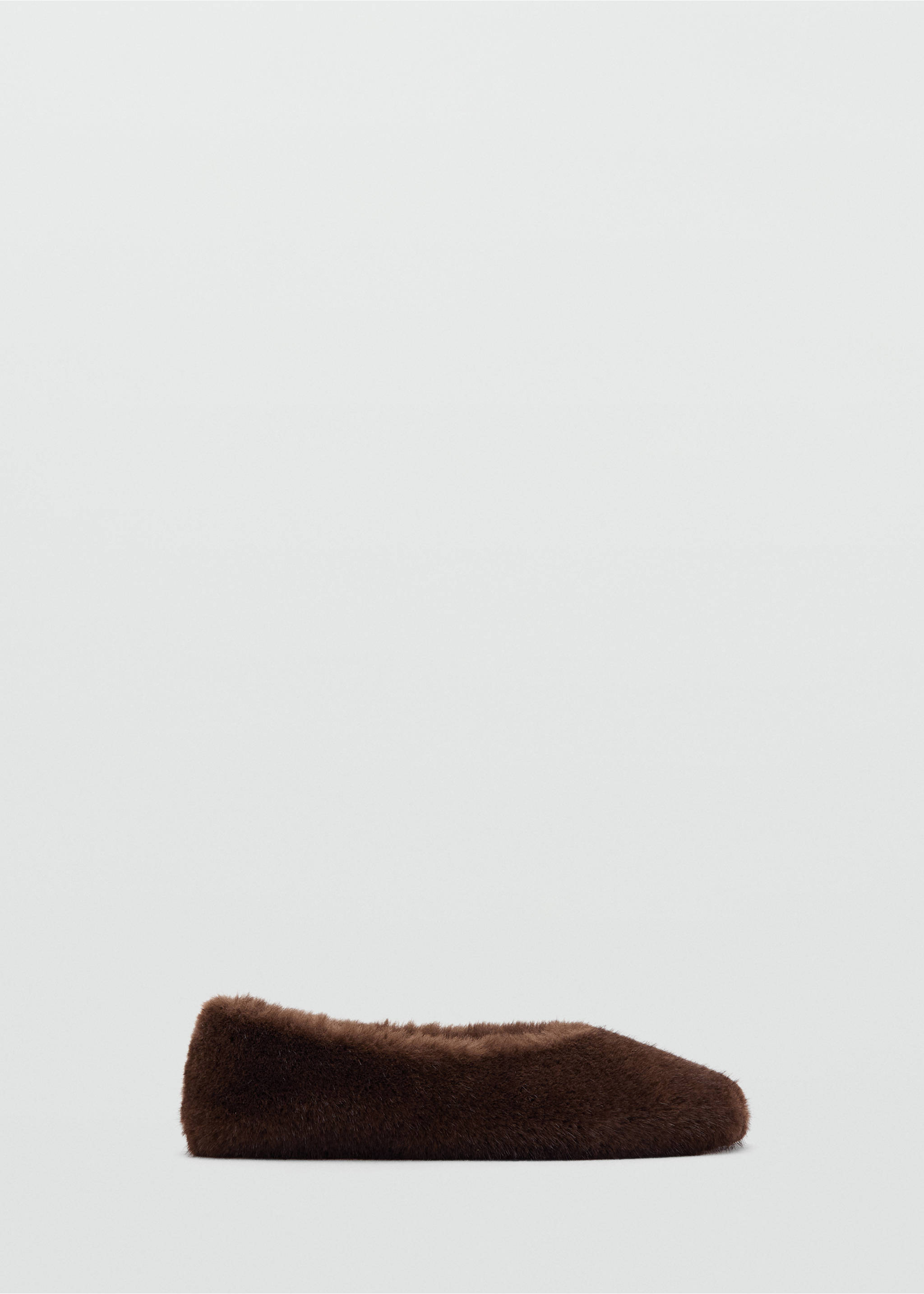 Fur-effect flat shoes - Article without model, Brown. Ref: 17048639-00.