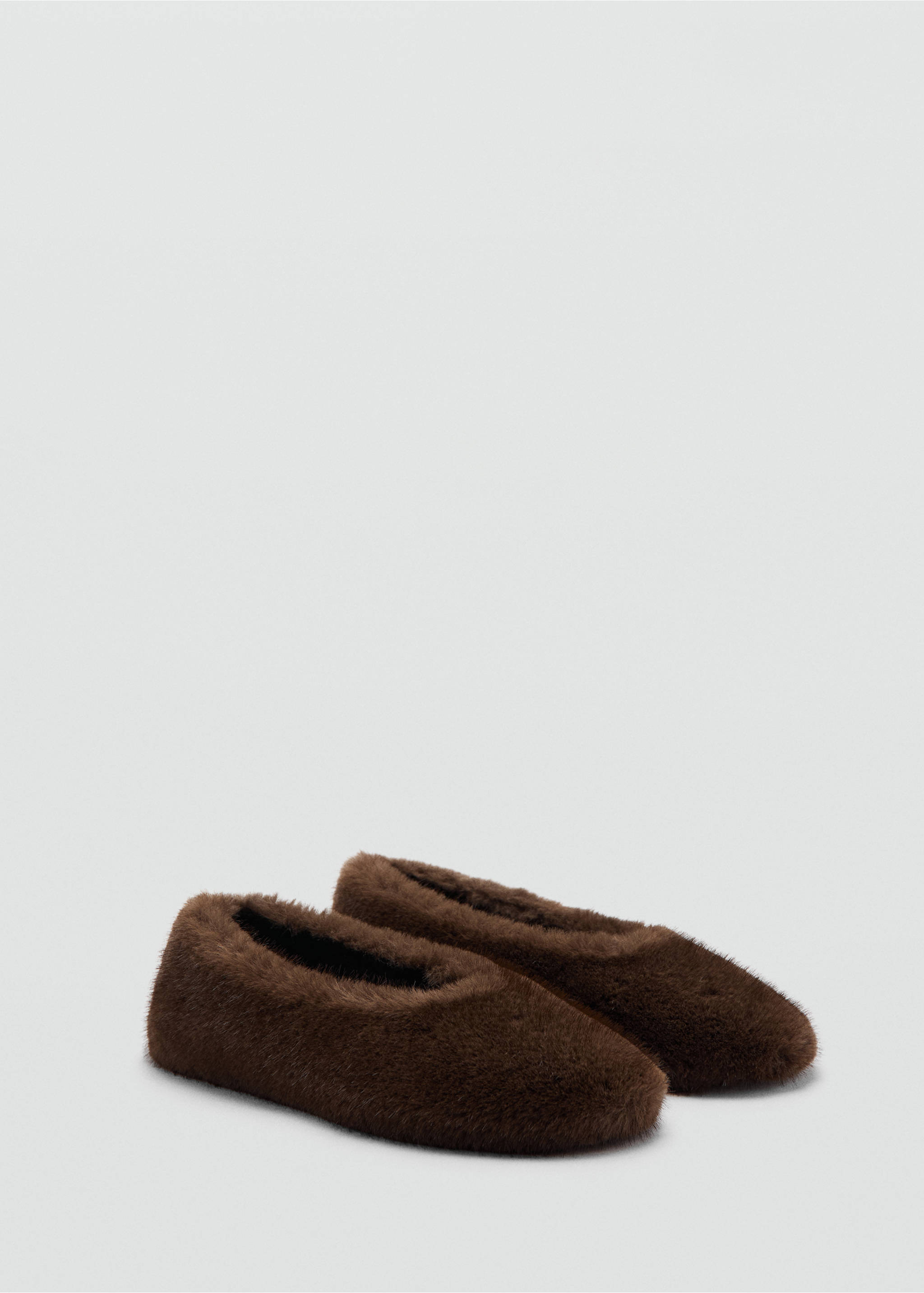 Fur-effect flat shoes - Medium plane, Brown. Ref: 17048639-00.