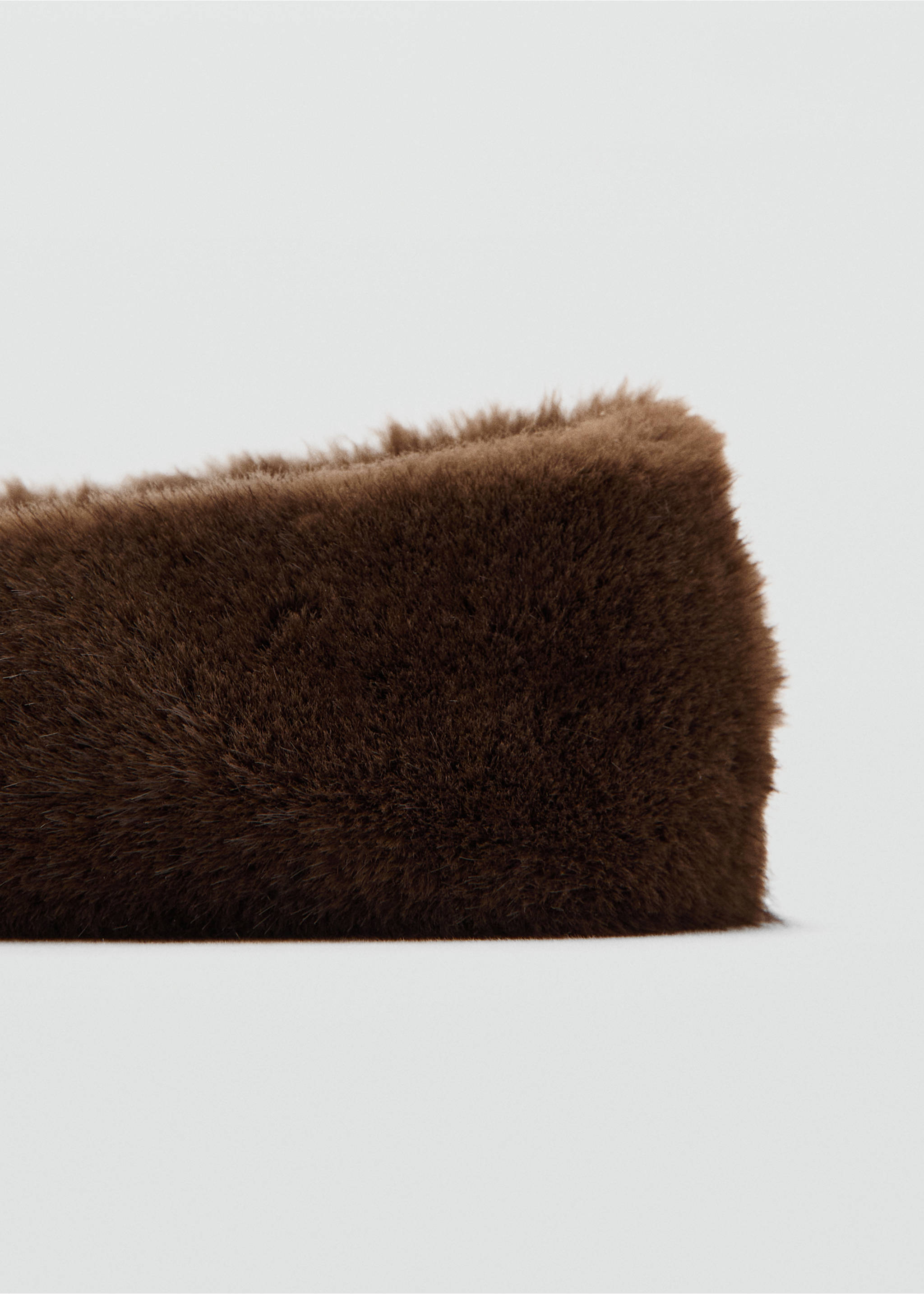 Fur-effect flat shoes - Details of the article 1, Brown. Ref: 17048639-00.