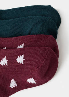 2 pack Christmas printed socks — Dark Green 4