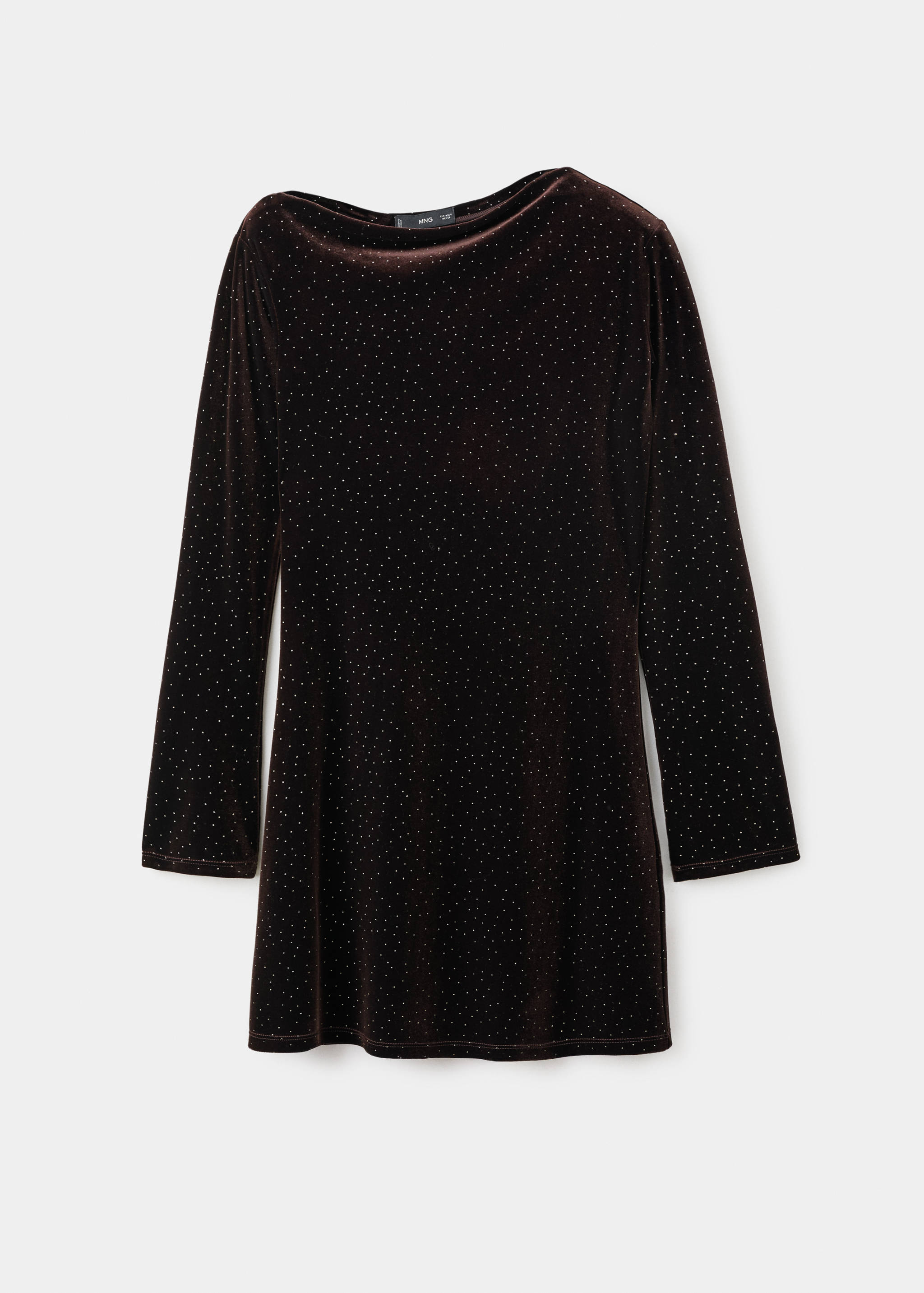 Asymmetrical velvet dress with shiny details - Article without model