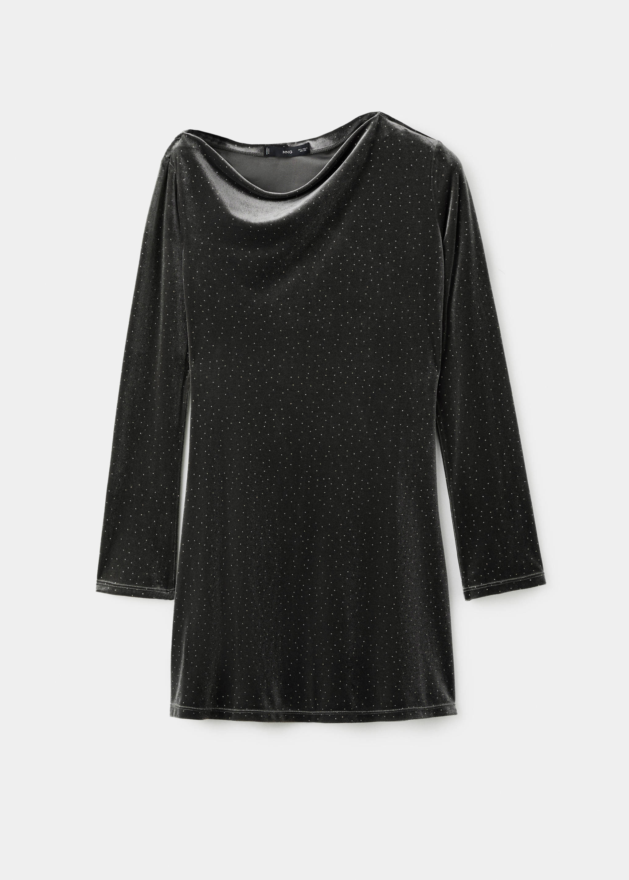 Asymmetrical velvet dress with shiny details - Article without model