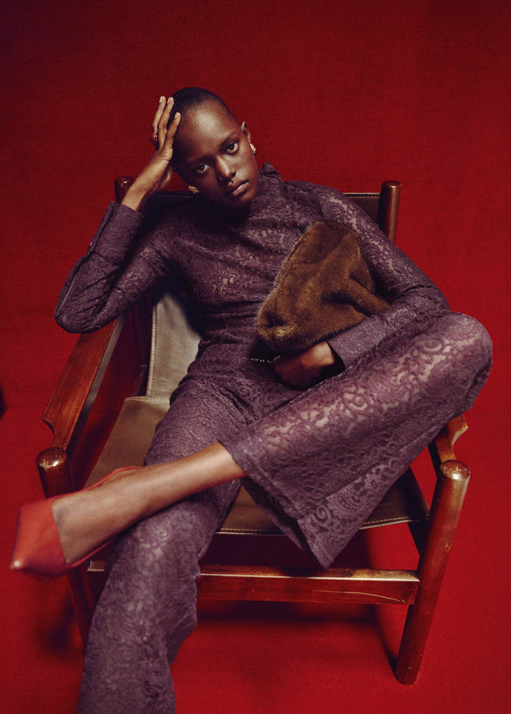 Straight-fit lace trousers — Wine