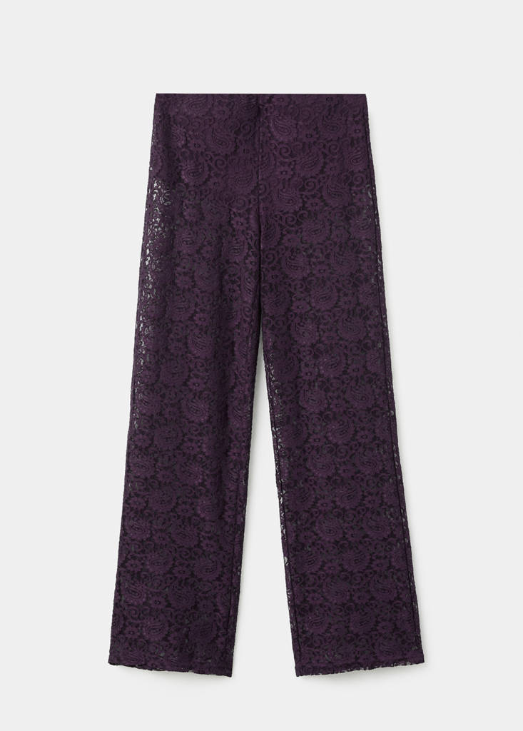 Straight-fit lace trousers — Wine