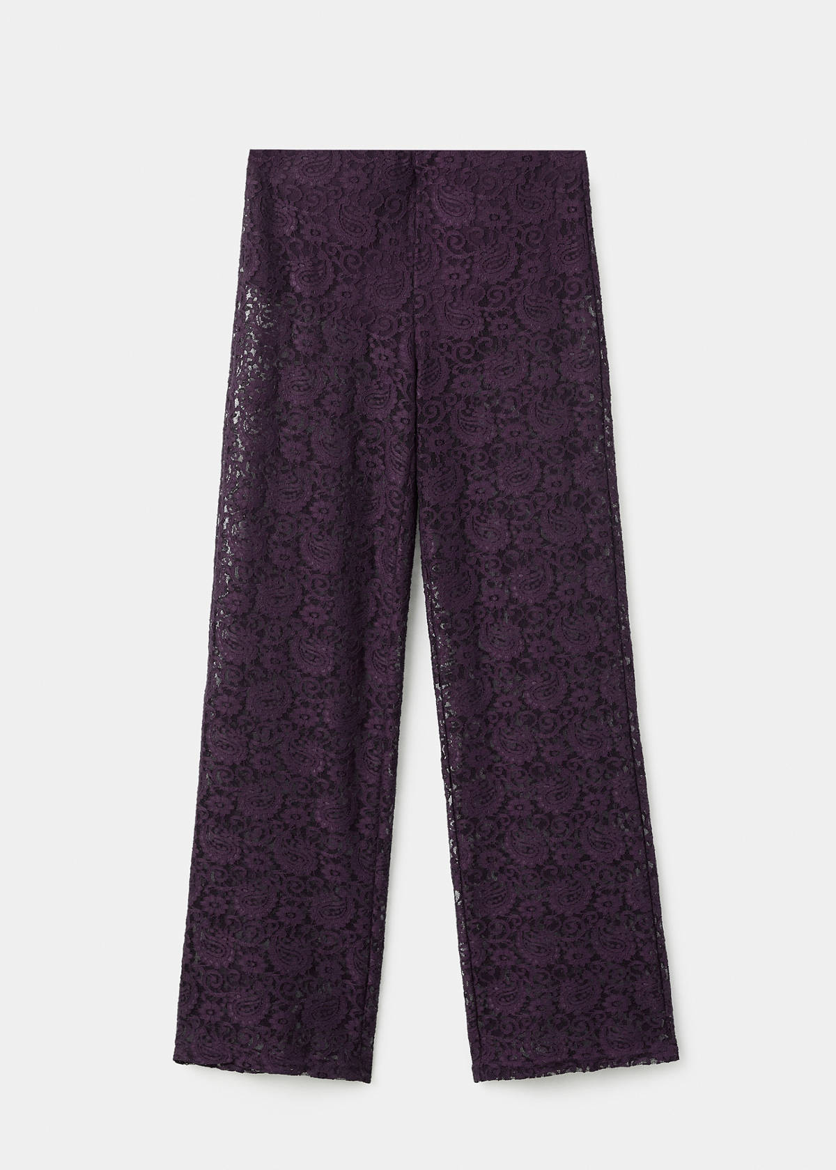 Straight-fit lace trousers — Wine