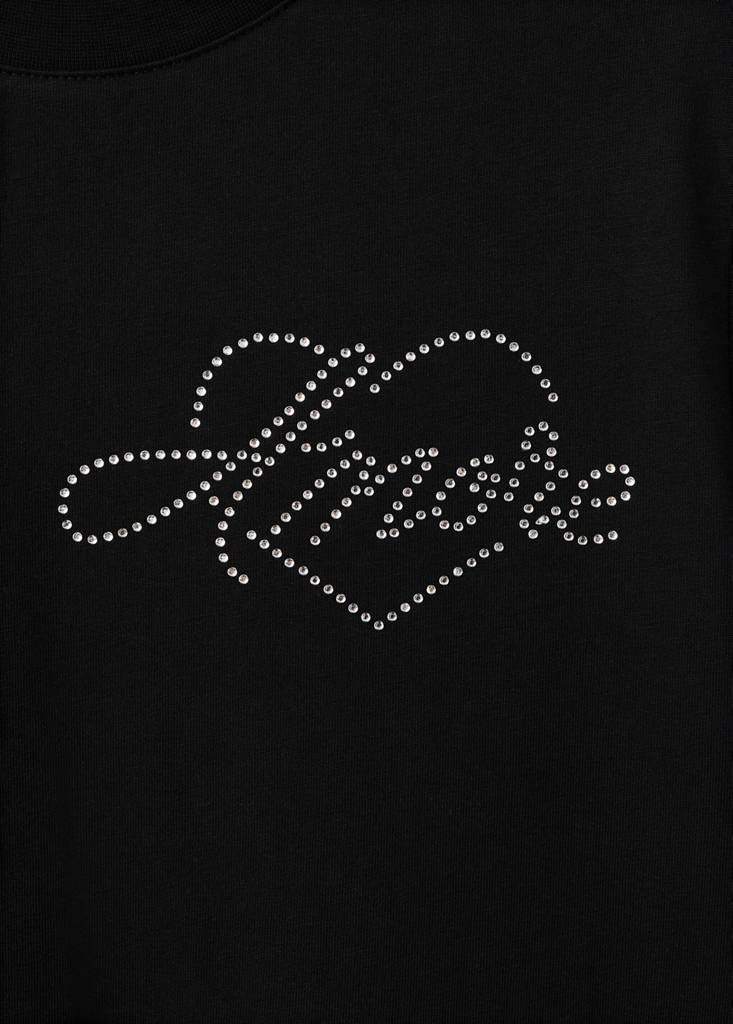 Rhinestone message t-shirt — Black