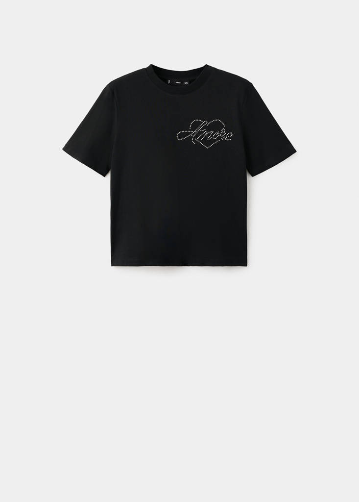Rhinestone message t-shirt — Black