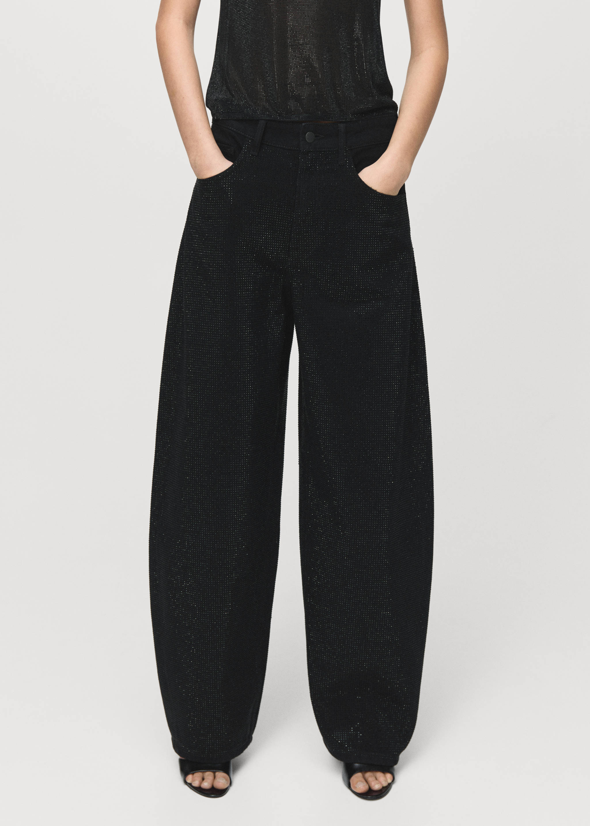 Balloon jeans with rhinestones - Medium plane
