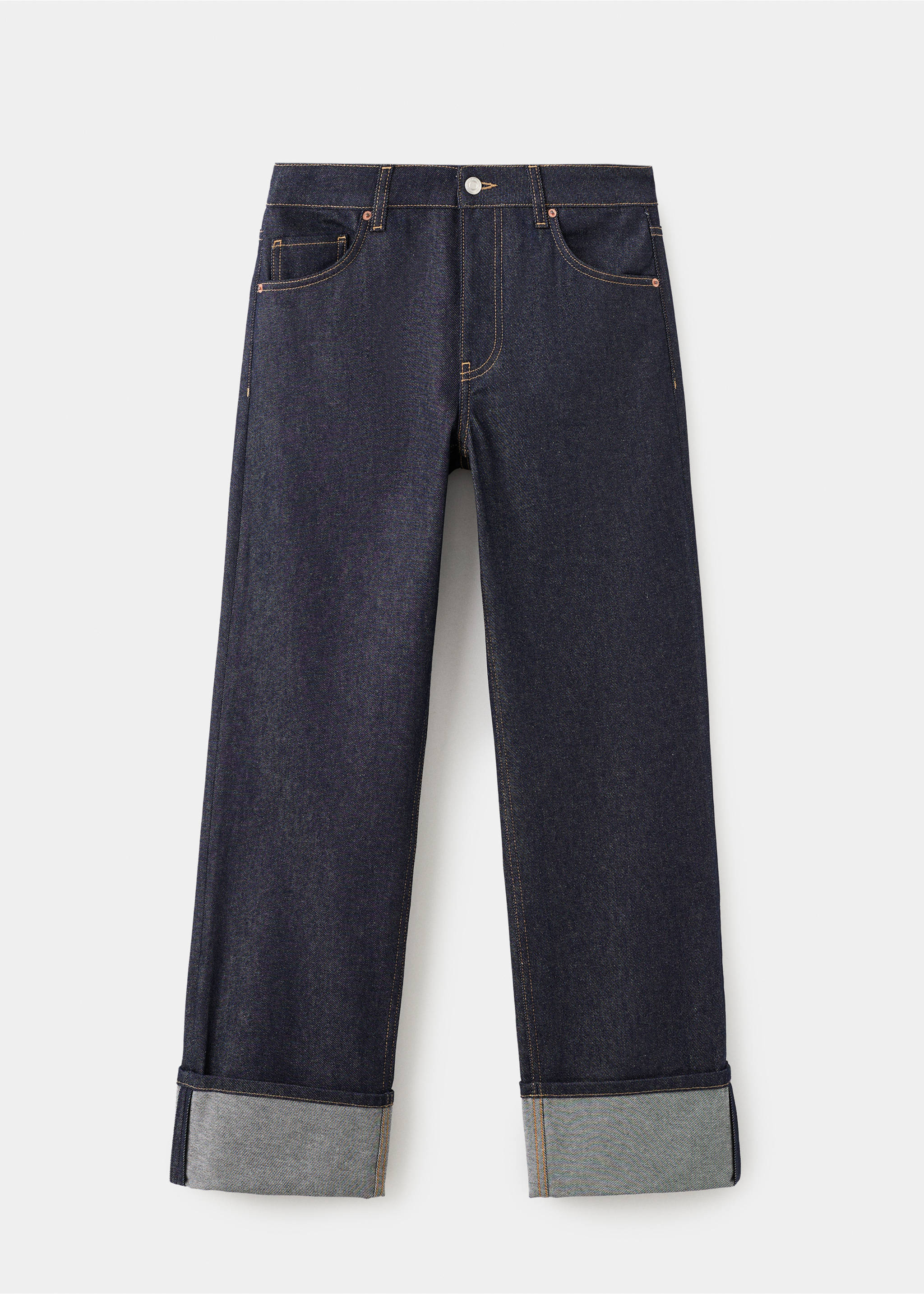 Jean droit à revers - Article sans modèle, Bleu. Ref: 17049118-00.