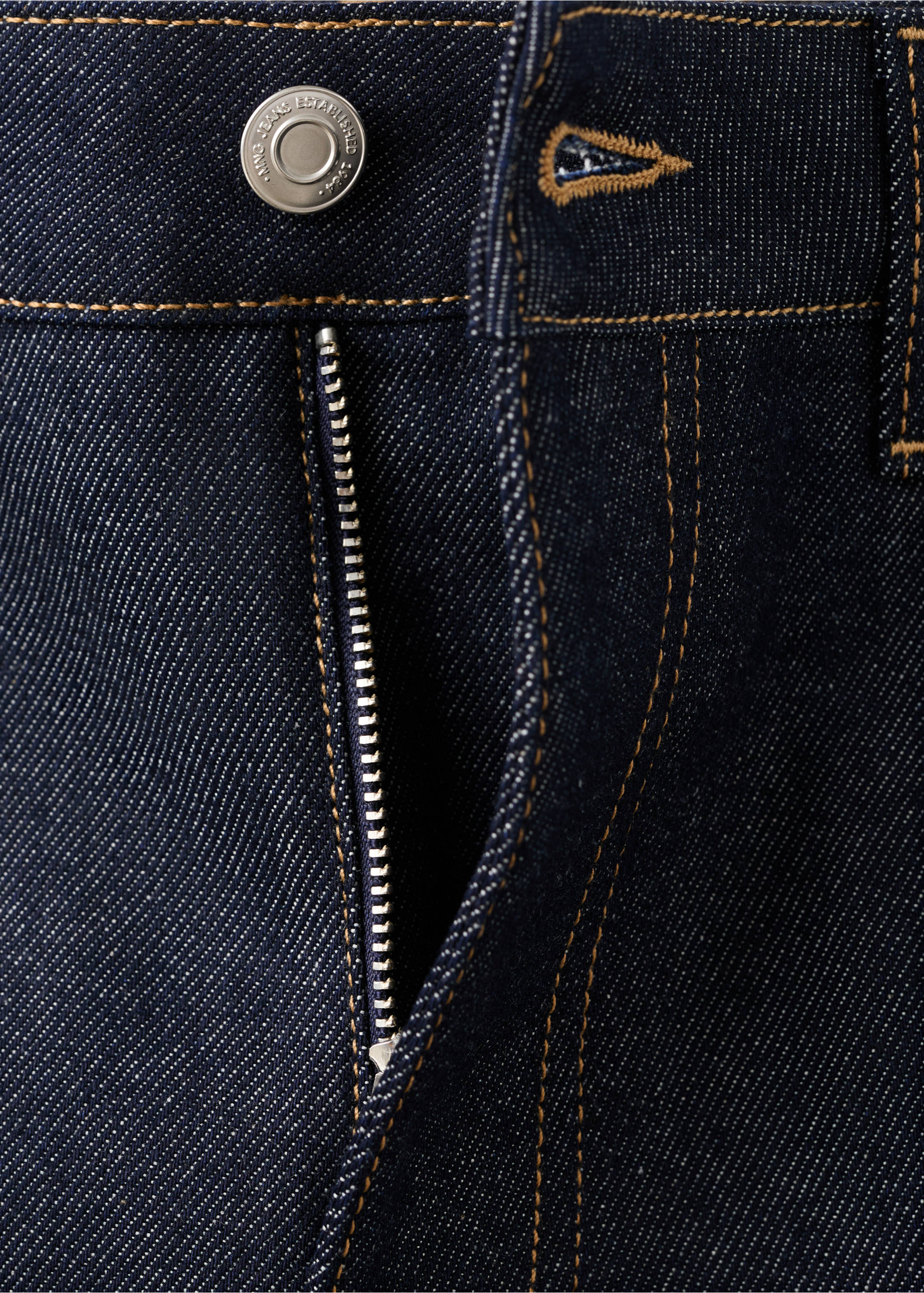 Jean droit à revers - Détail de l'article 8, Bleu. Ref: 17049118-00.