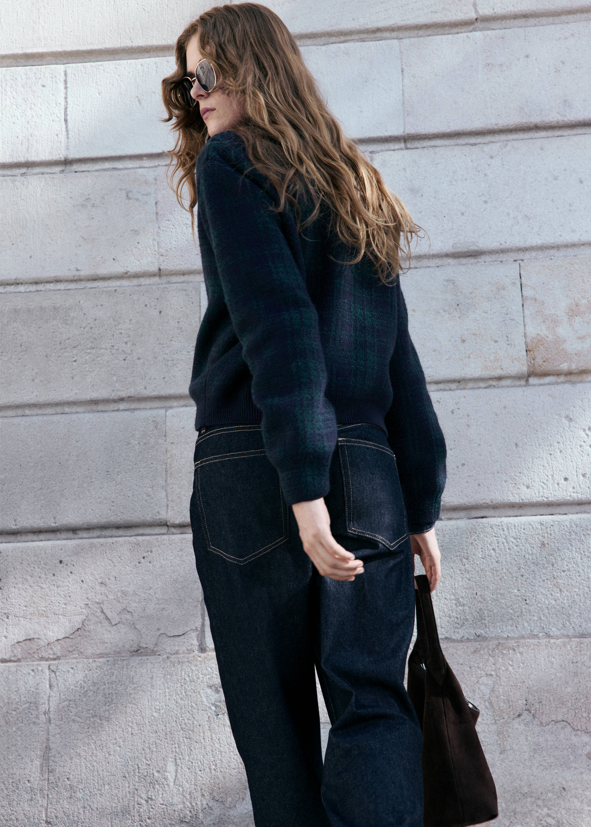 Ζακέτα φερμουάρ καρό - Πίσω όψη προϊόντος