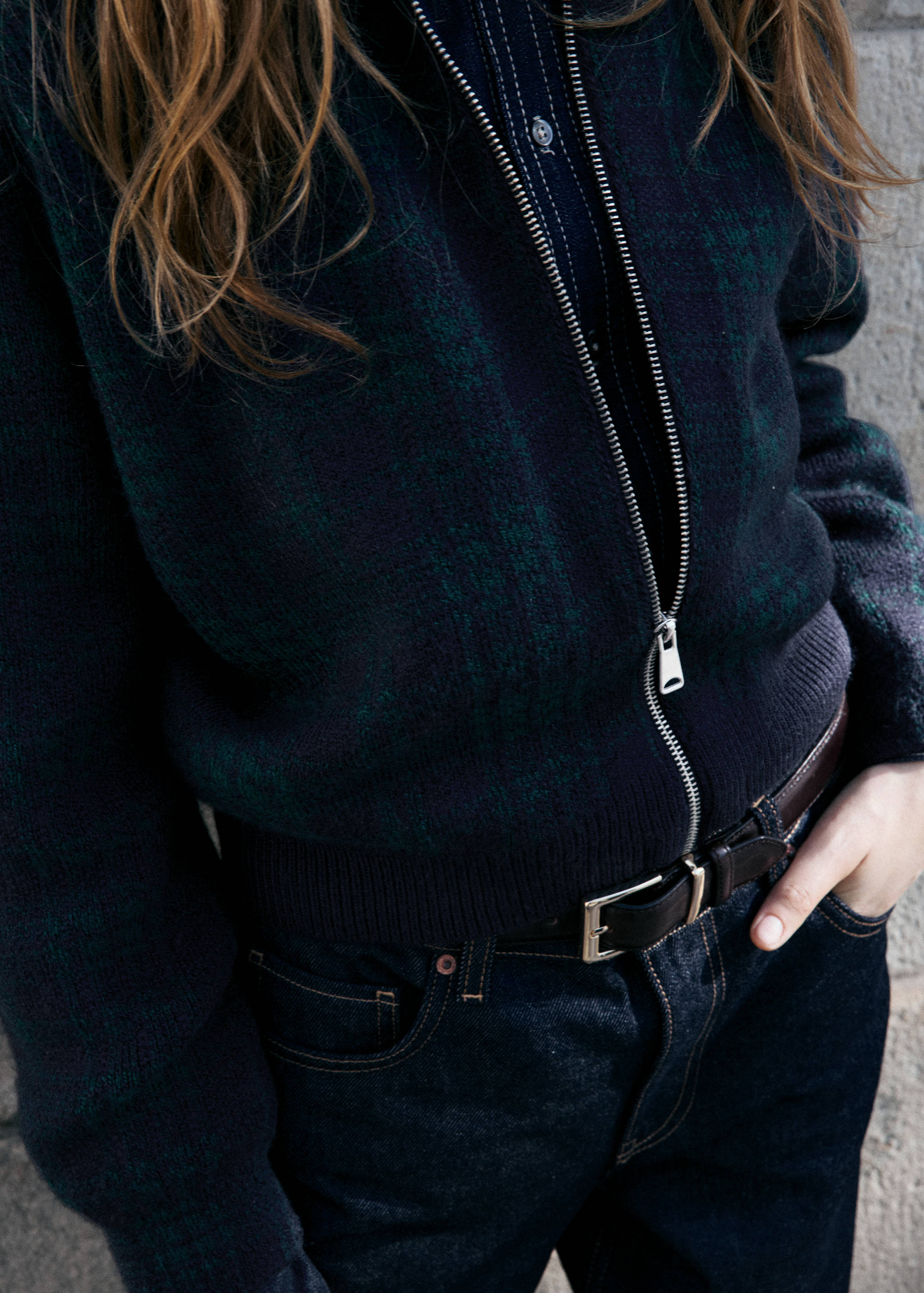 Ζακέτα φερμουάρ καρό - Λεπτομέρεια του προϊόντος 2