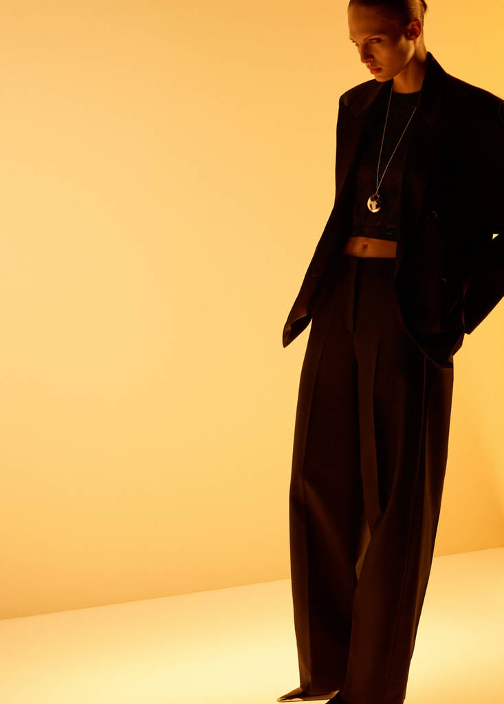 Wool-blend suit trousers — Black