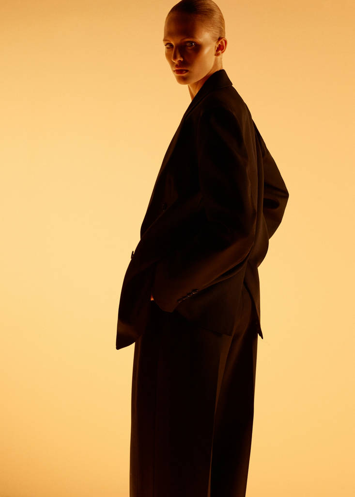 Wool-blend suit trousers — Black